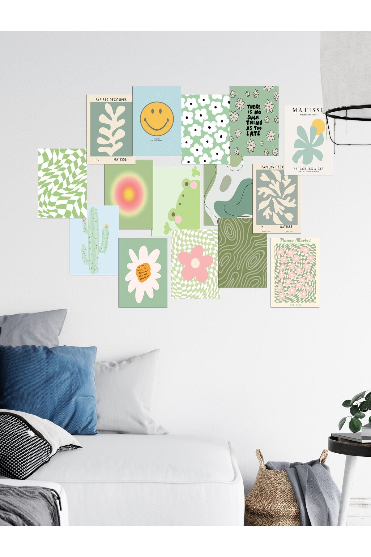 Modern Duvar Tablo Seti, Çerçevesiz, Duvar Poster Seti, 15 Adet Posterler, Renkli Ve Canlı Baskı