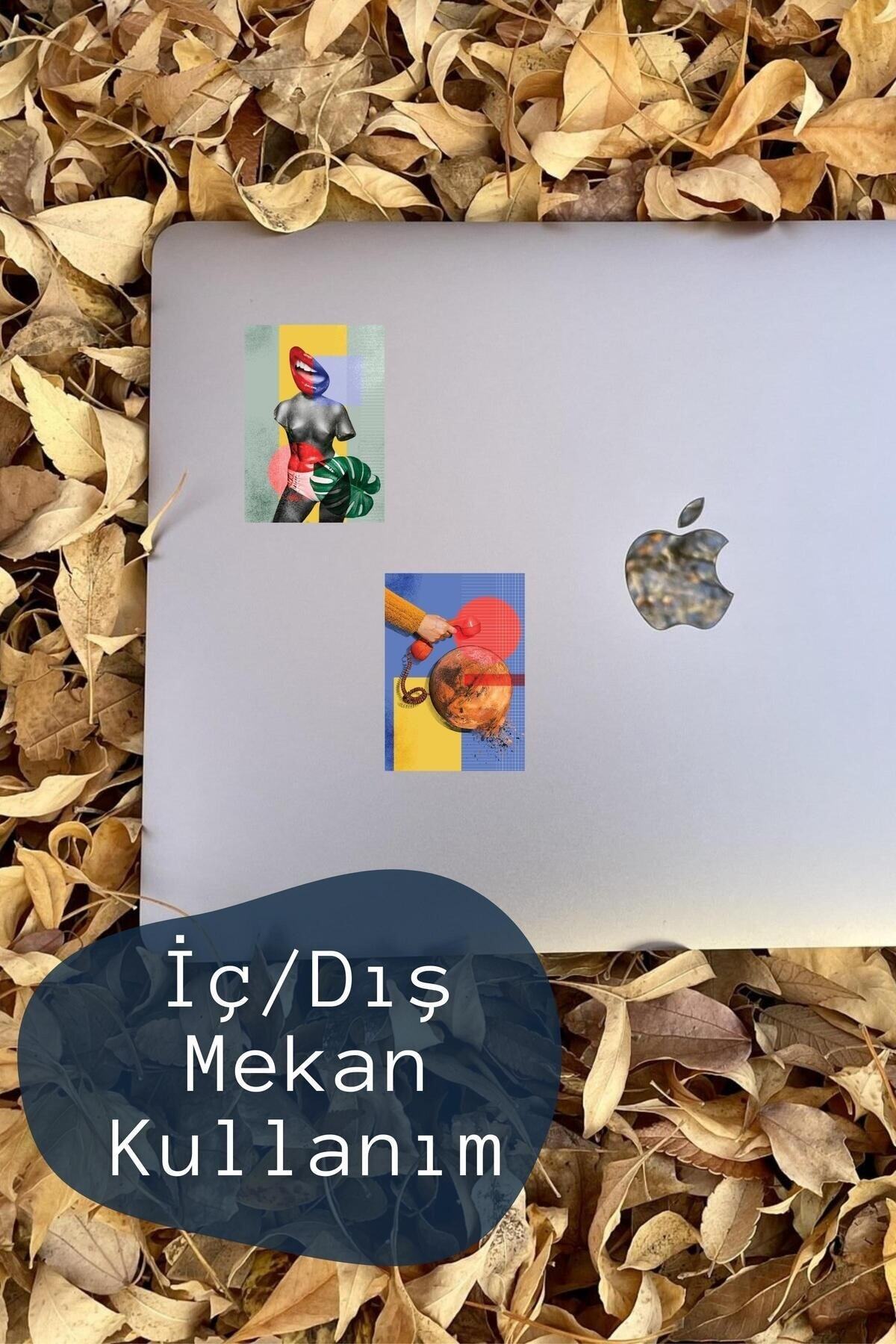 Modern Sanat Temalı Sticker Seti - 12 Adet Etiket Seti- Telefon, Tablet, Defter Laptop Uyumlu Etiket