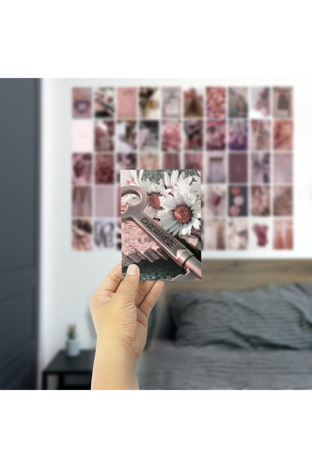 Mor Duvar Posteri Kolaj Seti - 50 Adet - Arkası Yapışkanlı Sade Renk Temalı Poster Seti - 10cm*15cm