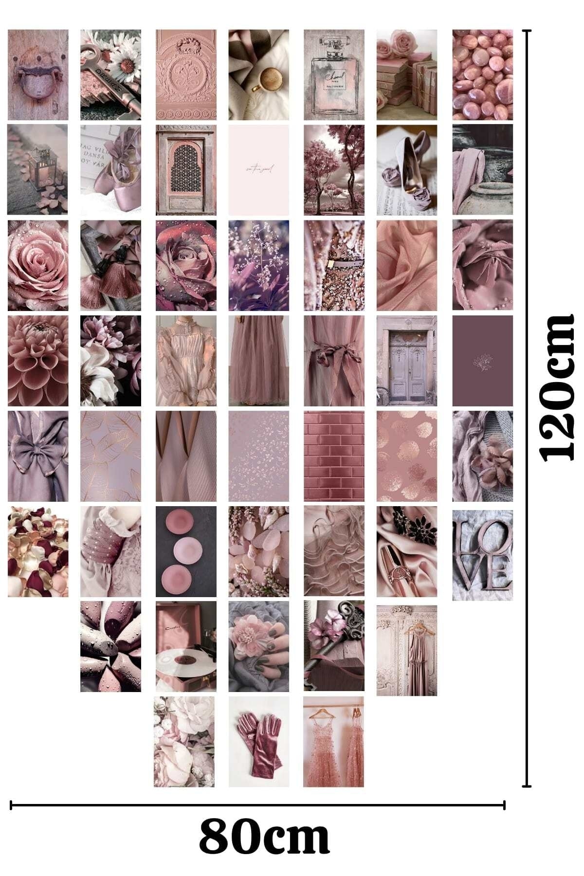 Mor Duvar Posteri Kolaj Seti - 50 Adet - Arkası Yapışkanlı Sade Renk Temalı Poster Seti - 10cm*15cm