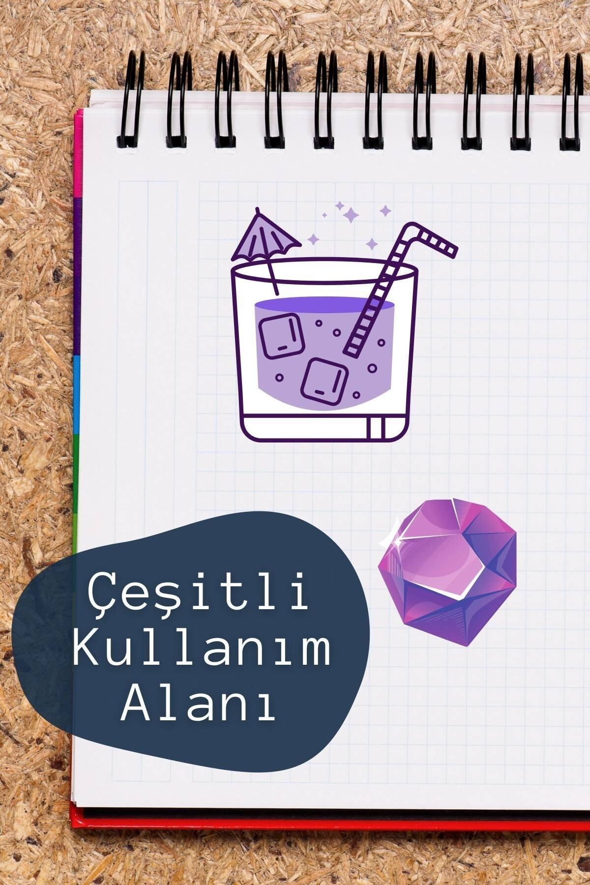 Mor Temalı Sticker Seti - 7 Adet Etiket Seti- Telefon, Tablet, Defter Laptop Uyumlu Etiket