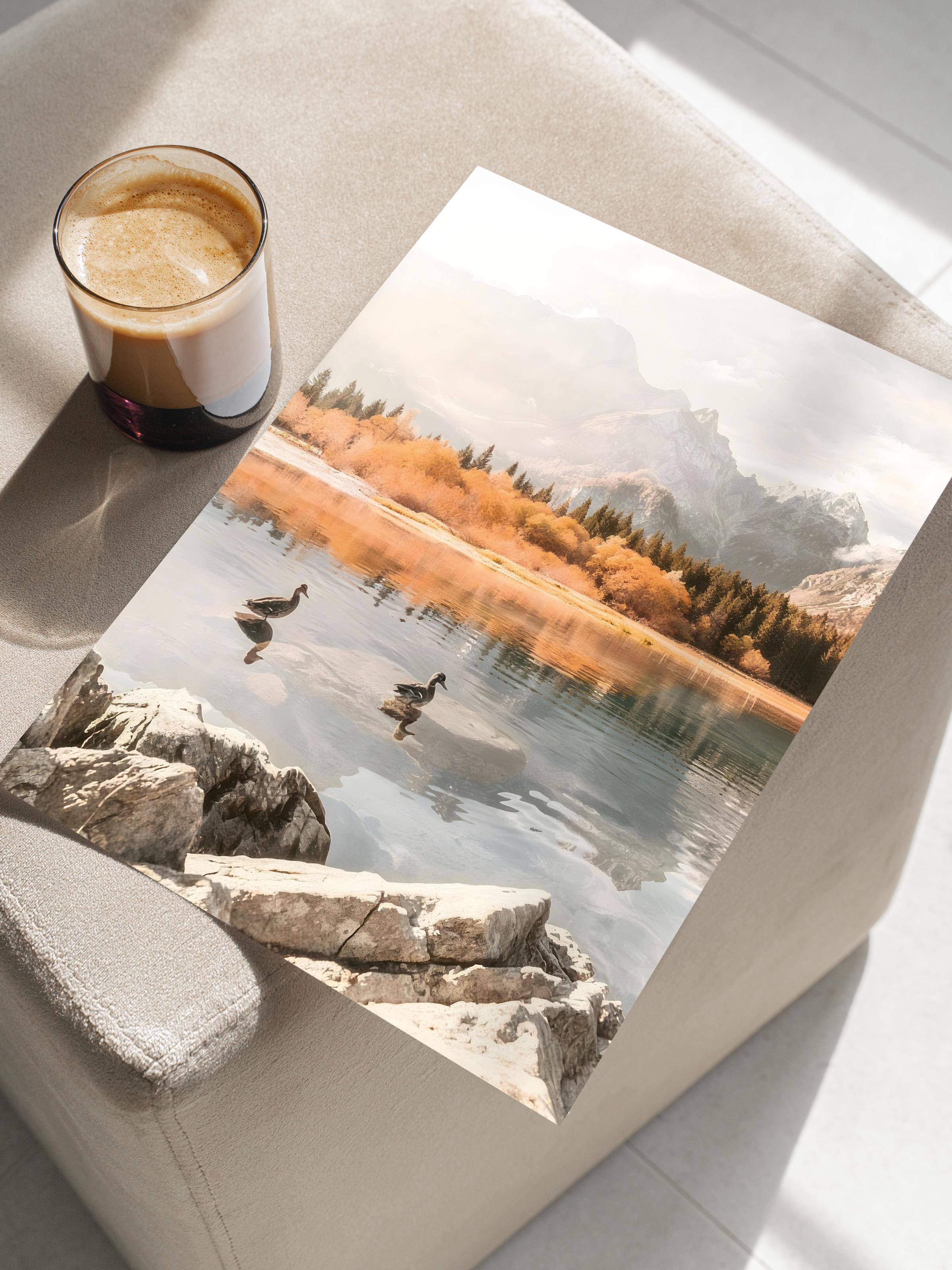 Morning Swim Poster, Çerçevesiz Duvar Posteri, Dikey Duvar Tablosu Comfort Serisi NO:108503