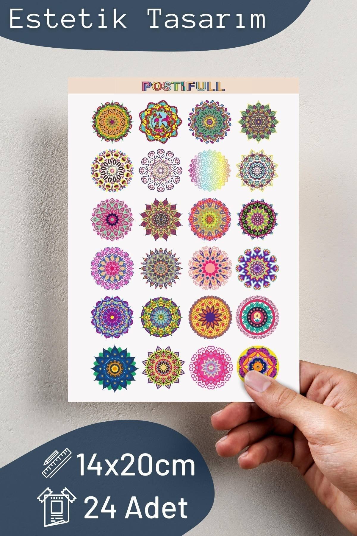 Motifler Temalı Sticker Seti - 24 Adet Etiket Seti- Telefon, Tablet, Defter Laptop Uyumlu Etiket