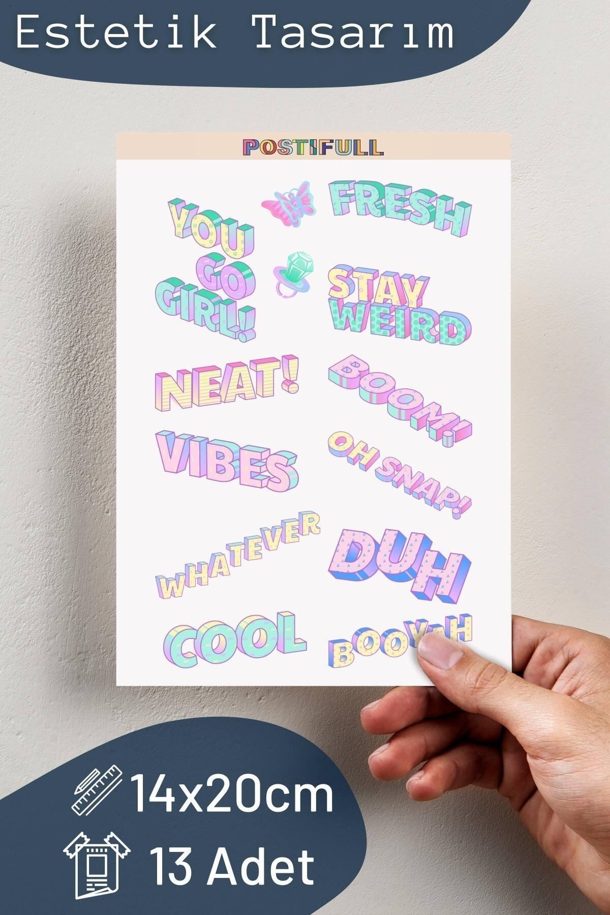 Motivasyon Temalı Sticker Seti - 13 Adet Etiket Seti- Telefon, Tablet, Defter Laptop Uyumlu Etiket