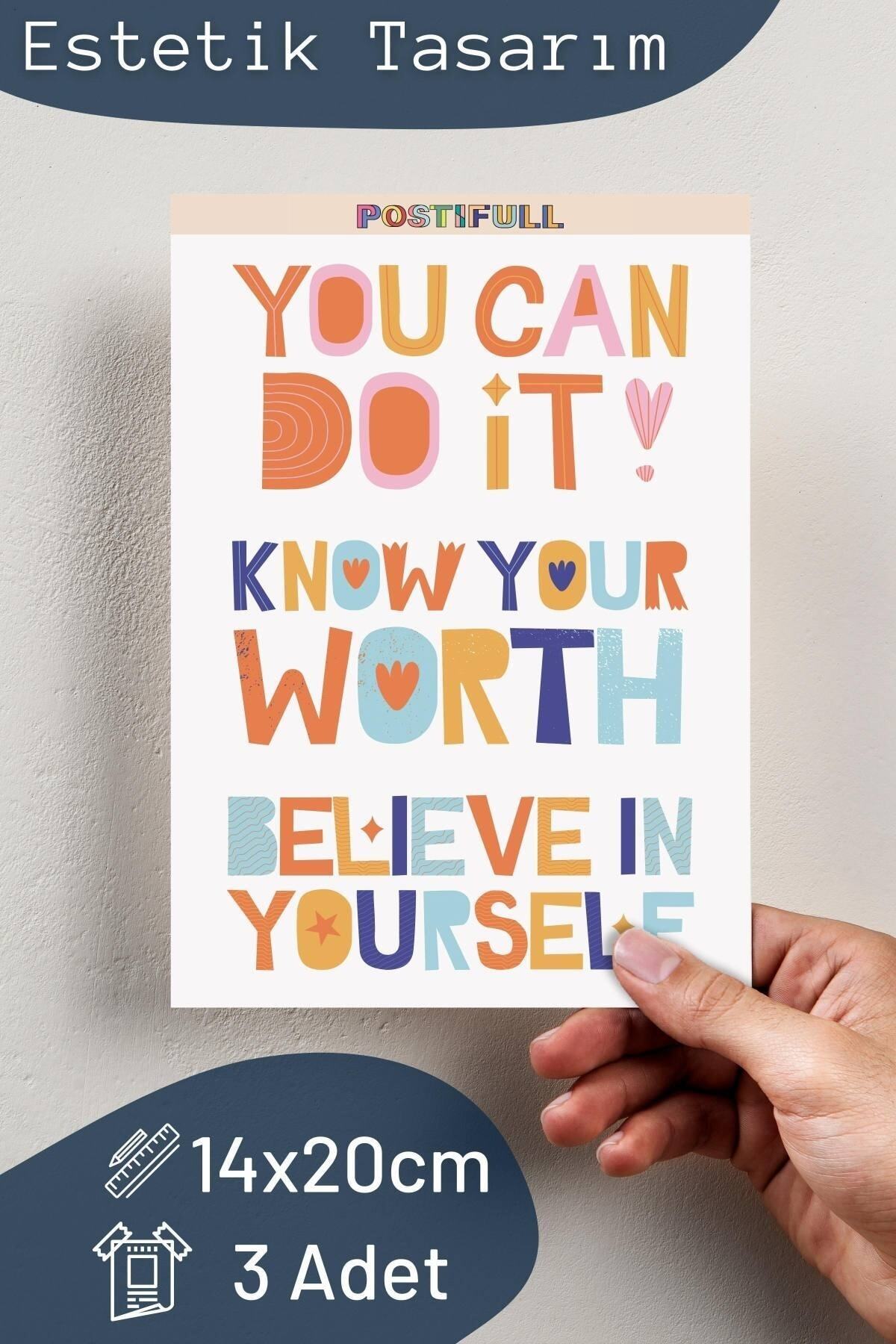 Motivasyon Temalı Sticker Seti - 3 Adet Etiket Seti- Telefon, Tablet, Defter Laptop Uyumlu Etiket