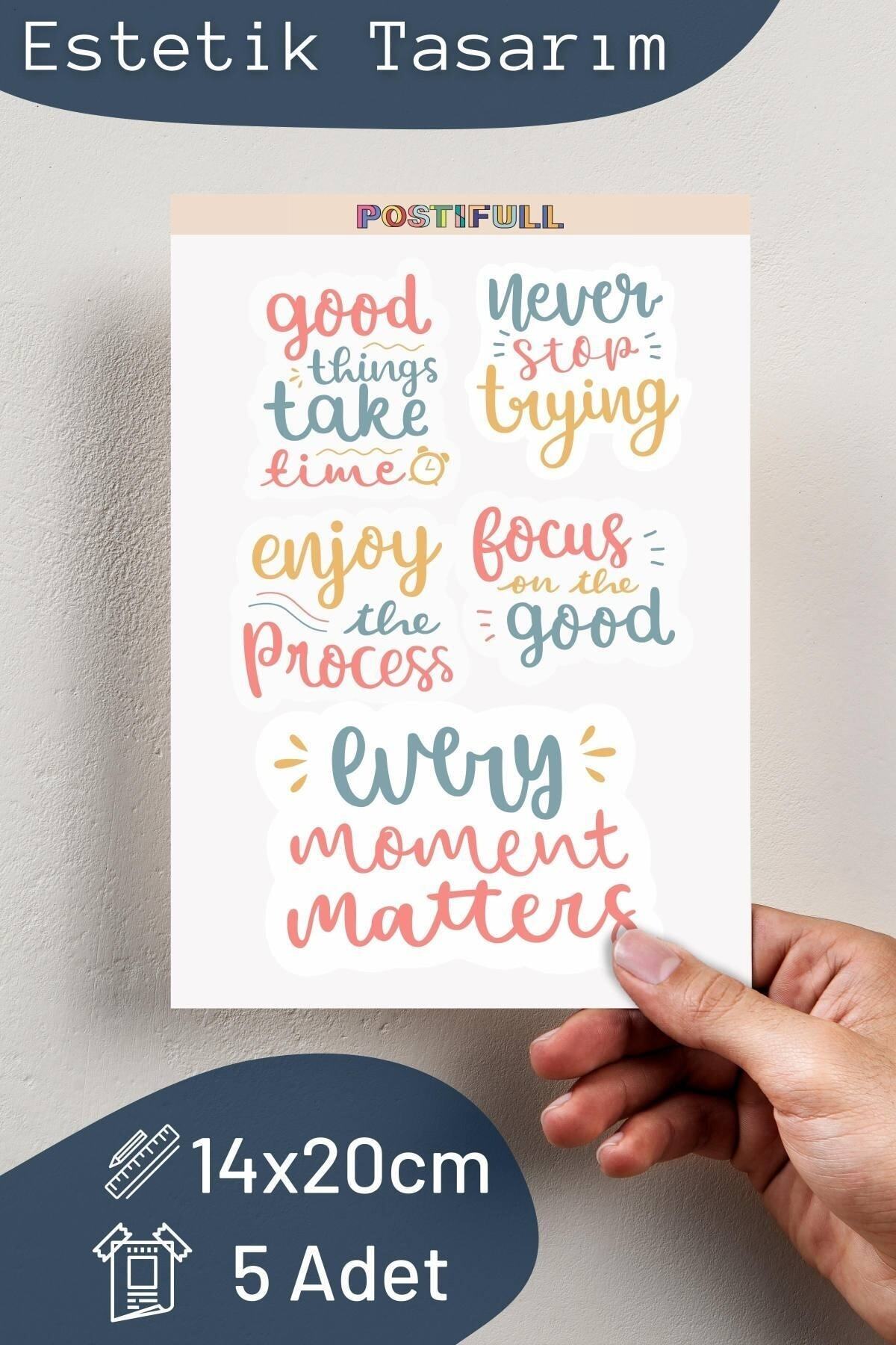 Motivasyon Temalı Sticker Seti - 5 Adet Etiket Seti- Telefon, Tablet, Defter Laptop Uyumlu Etiket