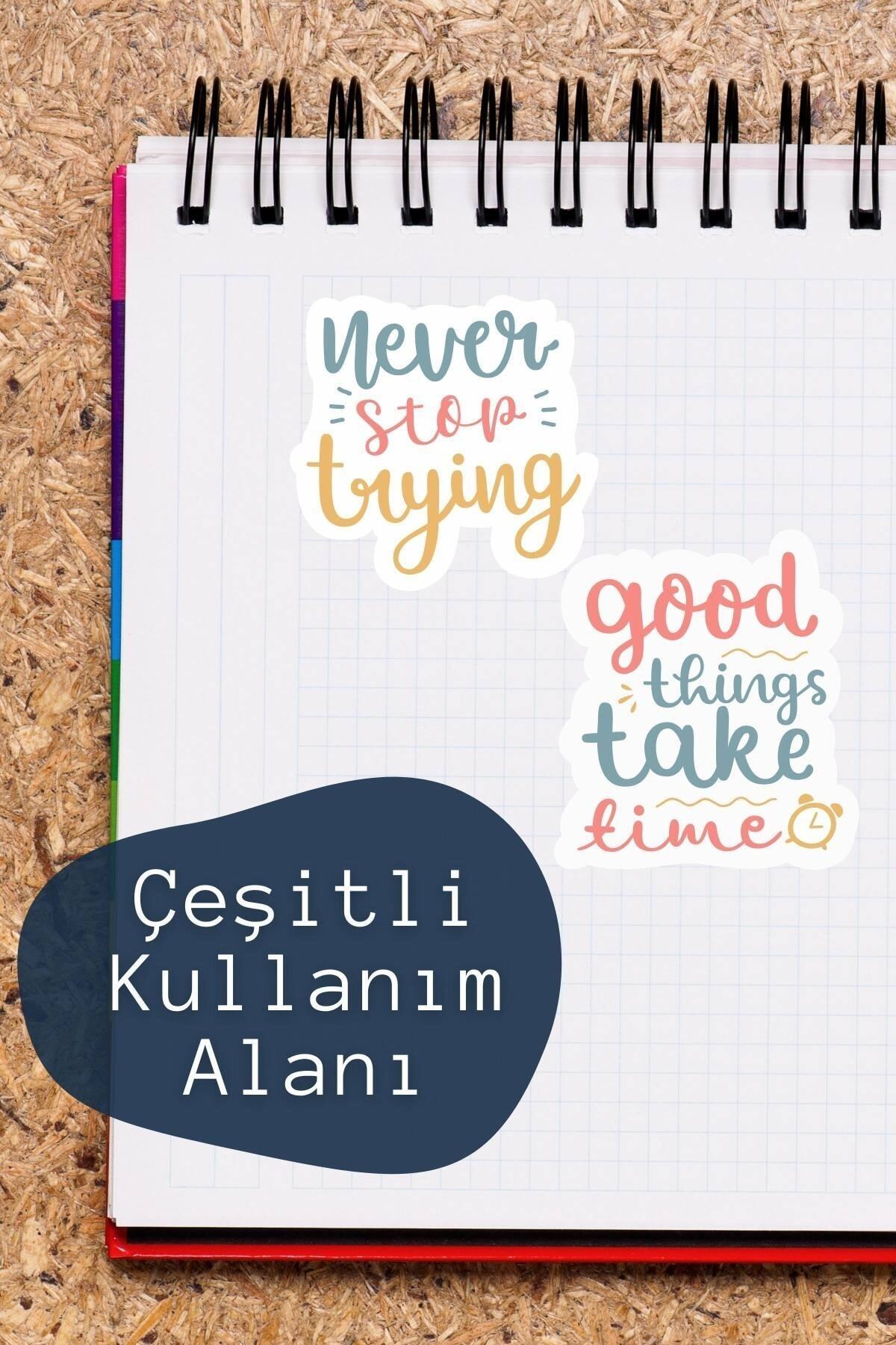 Motivasyon Temalı Sticker Seti - 5 Adet Etiket Seti- Telefon, Tablet, Defter Laptop Uyumlu Etiket