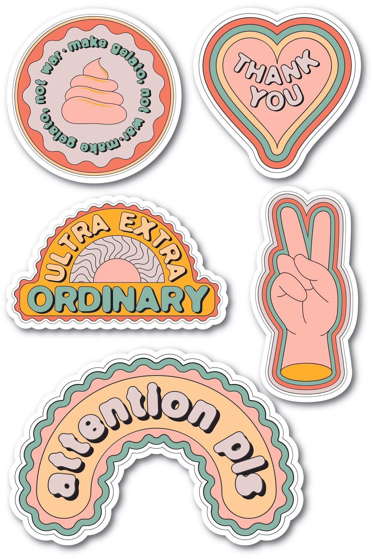 Motivasyon Temalı Sticker Seti - 5 Adet Etiket Seti- Telefon, Tablet, Defter Laptop Uyumlu Etiket