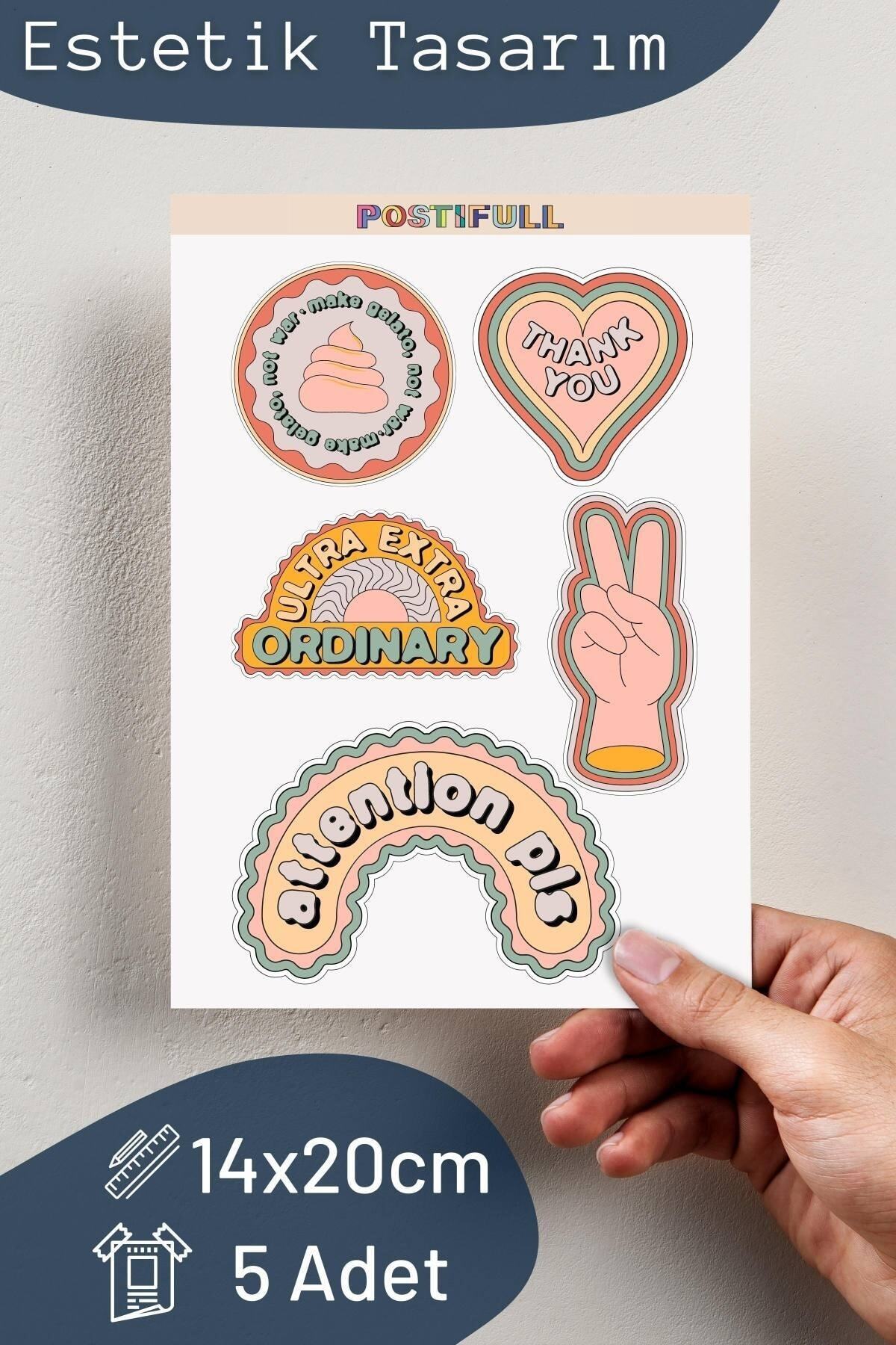 Motivasyon Temalı Sticker Seti - 5 Adet Etiket Seti- Telefon, Tablet, Defter Laptop Uyumlu Etiket