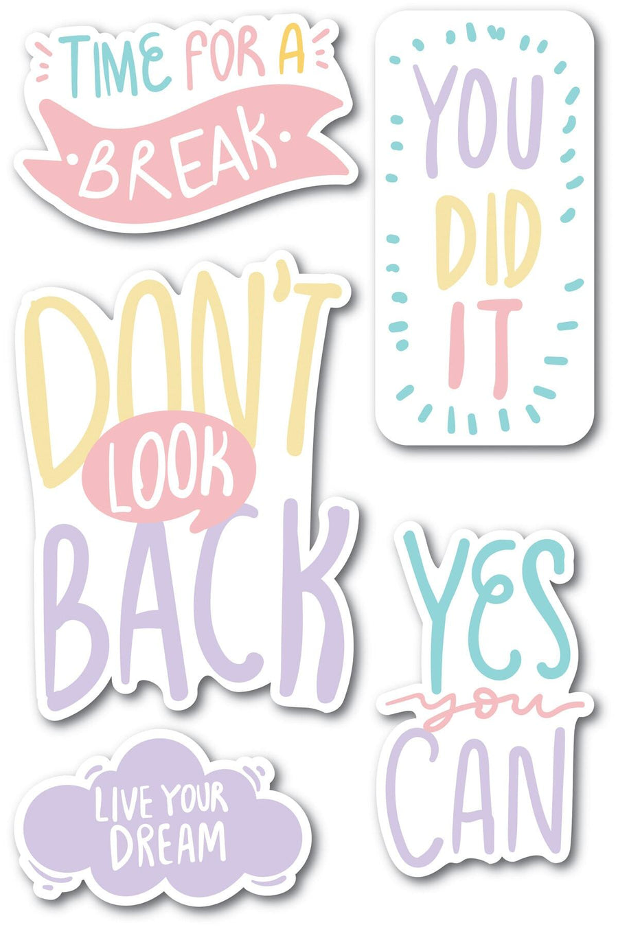 Motivasyon Temalı Sticker Seti - 5 Adet Etiket Seti- Telefon, Tablet, Defter Laptop Uyumlu Etiket