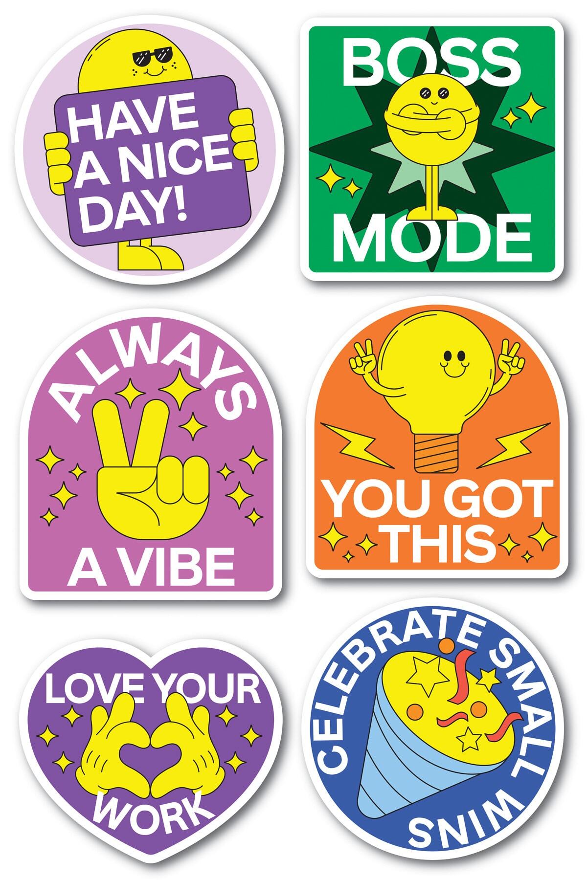 Motivasyon Temalı Sticker Seti - 6 Adet Etiket Seti- Telefon, Tablet, Defter Laptop Uyumlu Etiket