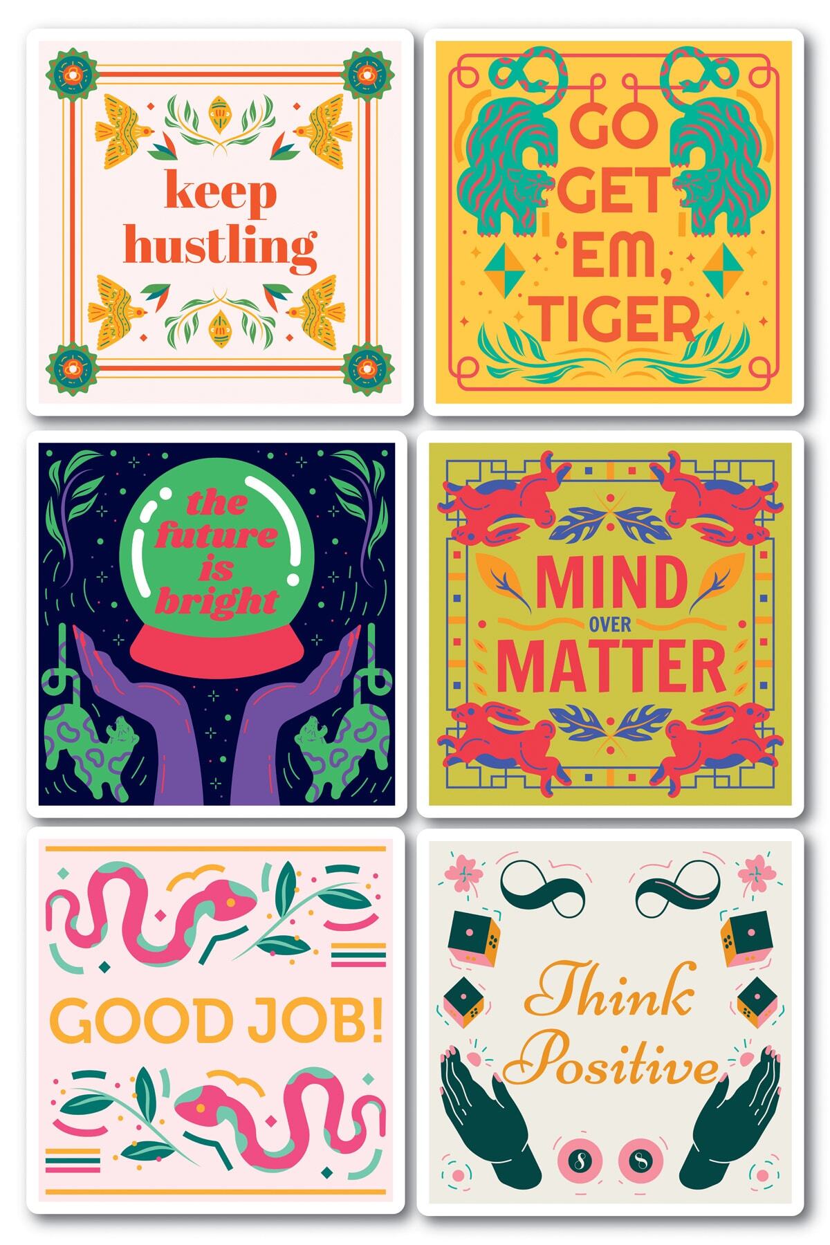 Motivasyon Temalı Sticker Seti - 6 Adet Etiket Seti- Telefon, Tablet, Defter Laptop Uyumlu Etiket