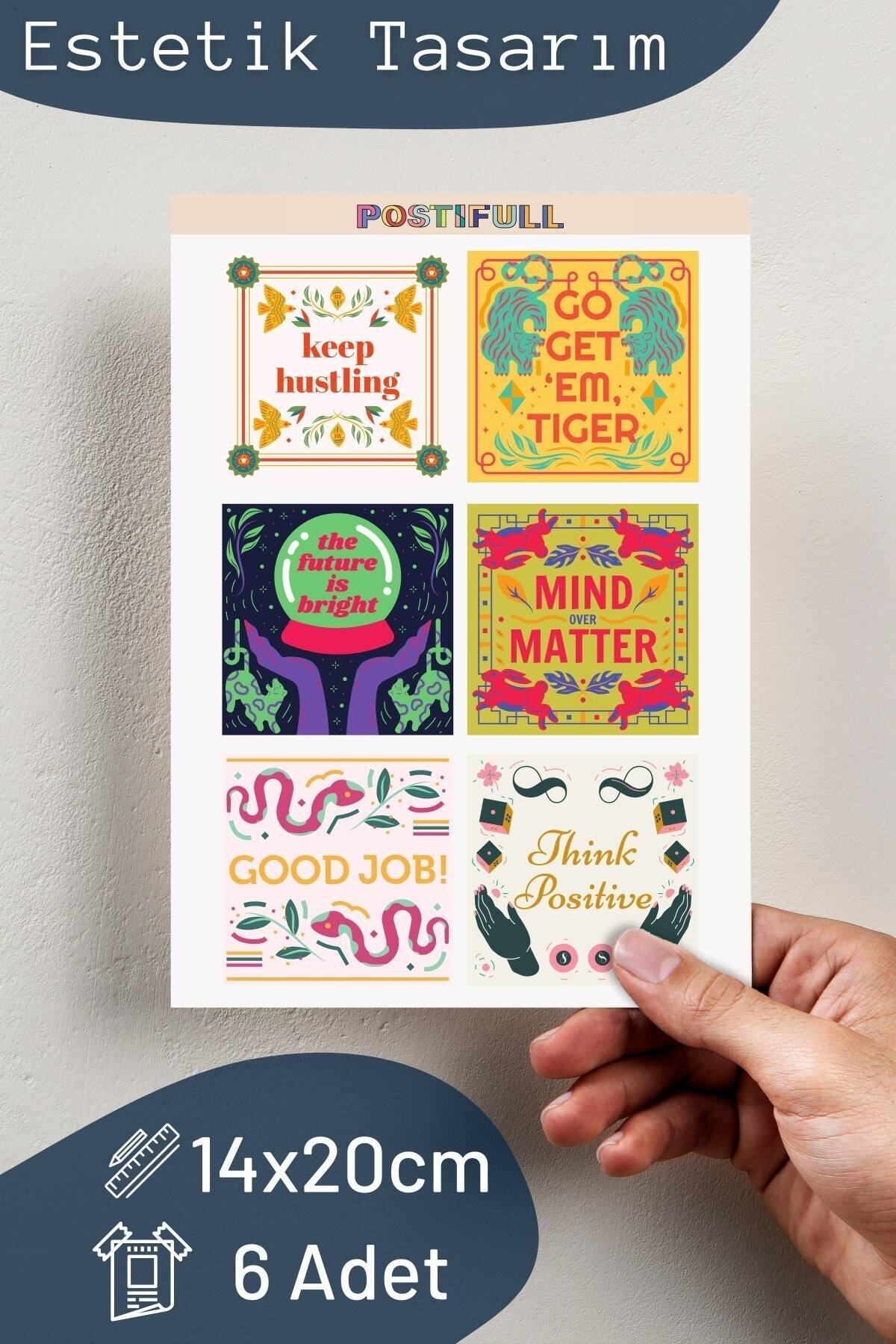 Motivasyon Temalı Sticker Seti - 6 Adet Etiket Seti- Telefon, Tablet, Defter Laptop Uyumlu Etiket