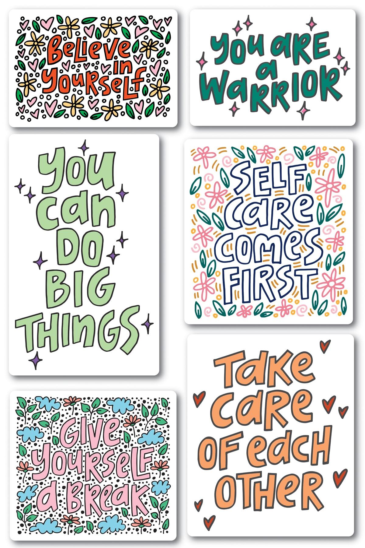 Motivasyon Temalı Sticker Seti - 6 Adet Etiket Seti- Telefon, Tablet, Defter Laptop Uyumlu Etiket