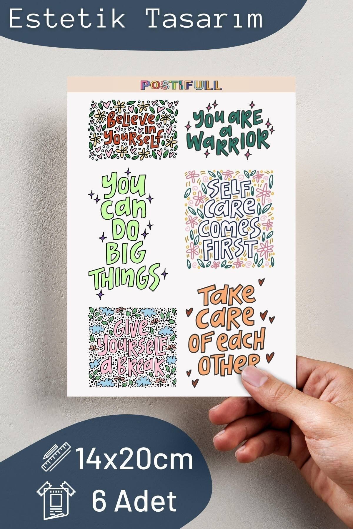 Motivasyon Temalı Sticker Seti - 6 Adet Etiket Seti- Telefon, Tablet, Defter Laptop Uyumlu Etiket