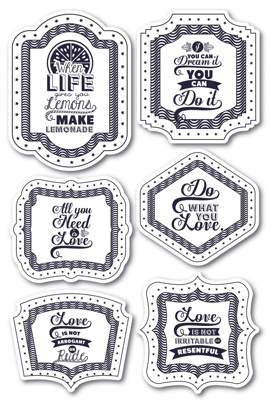 Motivasyon Temalı Sticker Seti - 6 Adet Etiket Seti- Telefon, Tablet, Defter Laptop Uyumlu Etiket