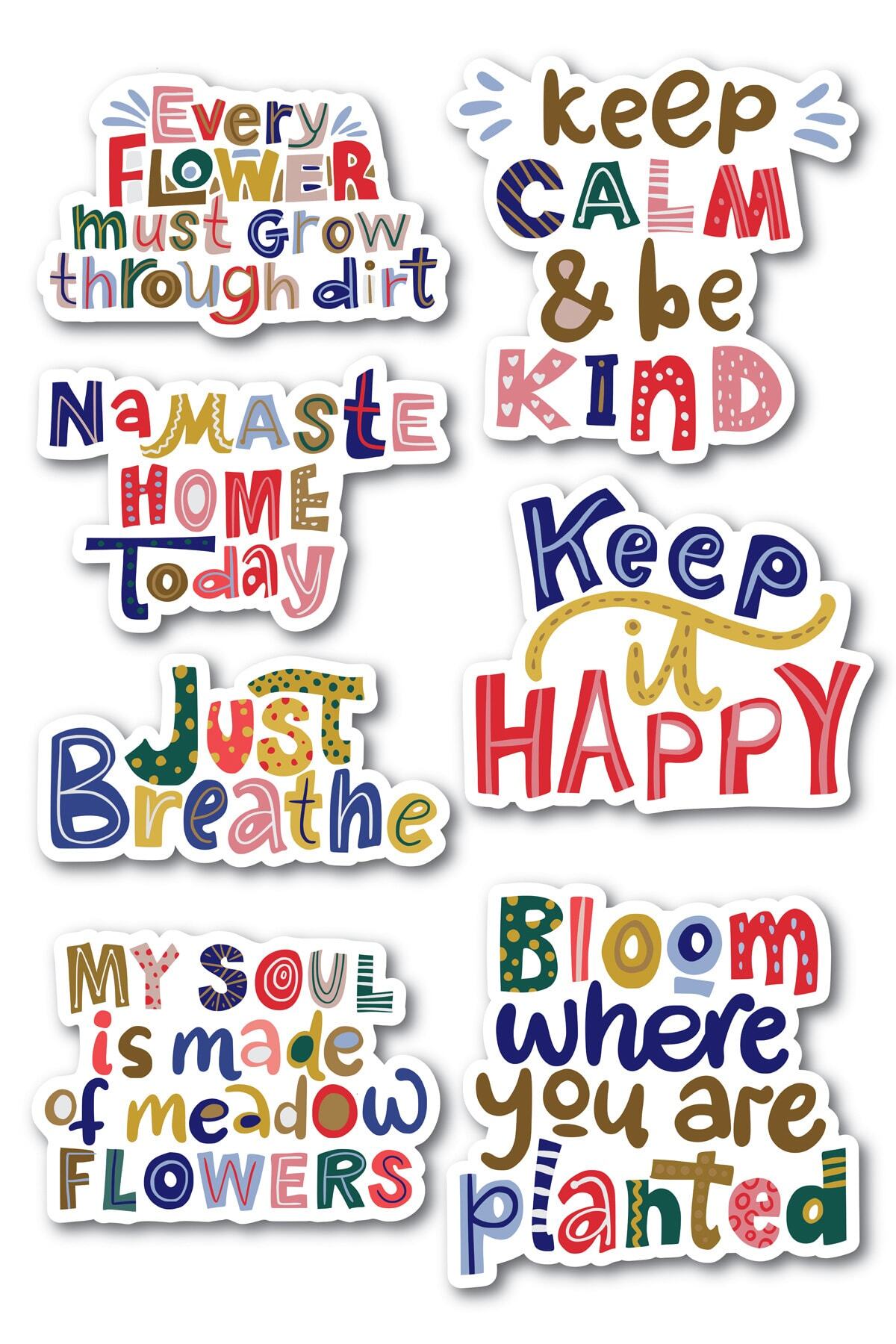 Motivasyon Temalı Sticker Seti - 7 Adet Etiket Seti- Telefon, Tablet, Defter Laptop Uyumlu Etiket