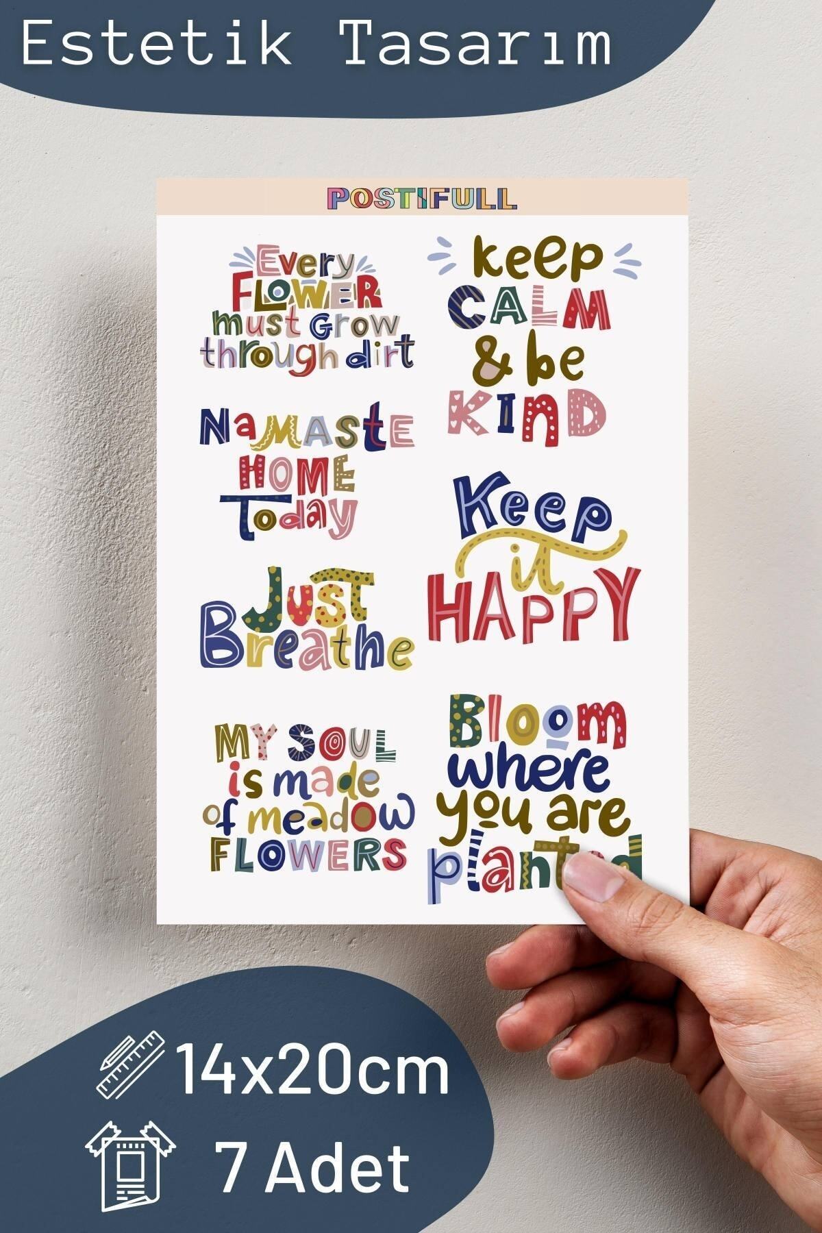 Motivasyon Temalı Sticker Seti - 7 Adet Etiket Seti- Telefon, Tablet, Defter Laptop Uyumlu Etiket