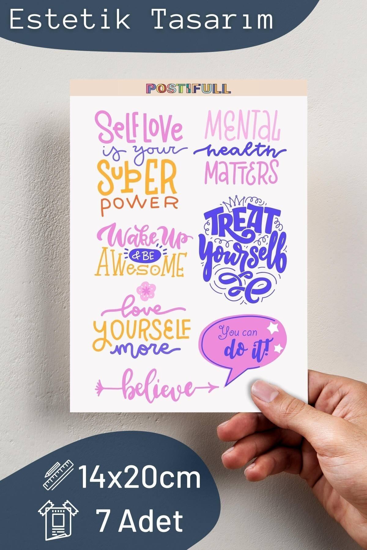 Motivasyon Temalı Sticker Seti - 7 Adet Etiket Seti- Telefon, Tablet, Defter Laptop Uyumlu Etiket