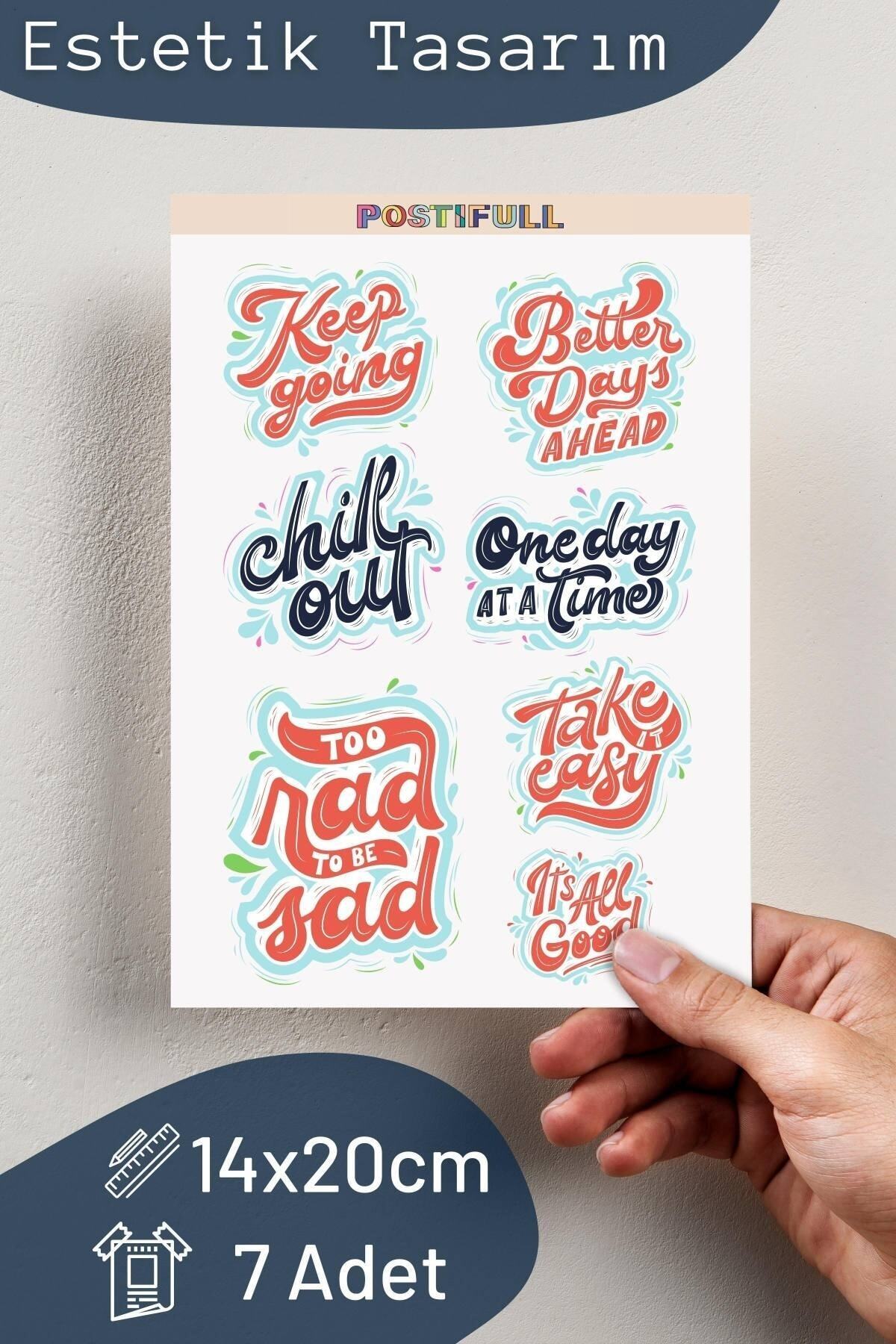 Motivasyon Temalı Sticker Seti - 7 Adet Etiket Seti- Telefon, Tablet, Defter Laptop Uyumlu Etiket