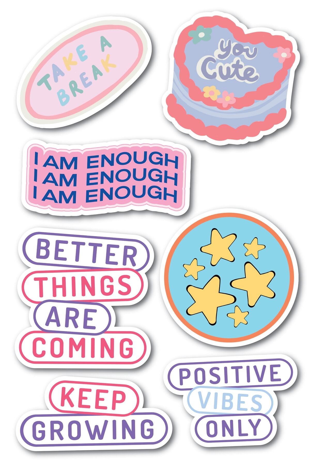 Motivasyon Temalı Sticker Seti - 7 Adet Etiket Seti- Telefon, Tablet, Defter Laptop Uyumlu Etiket