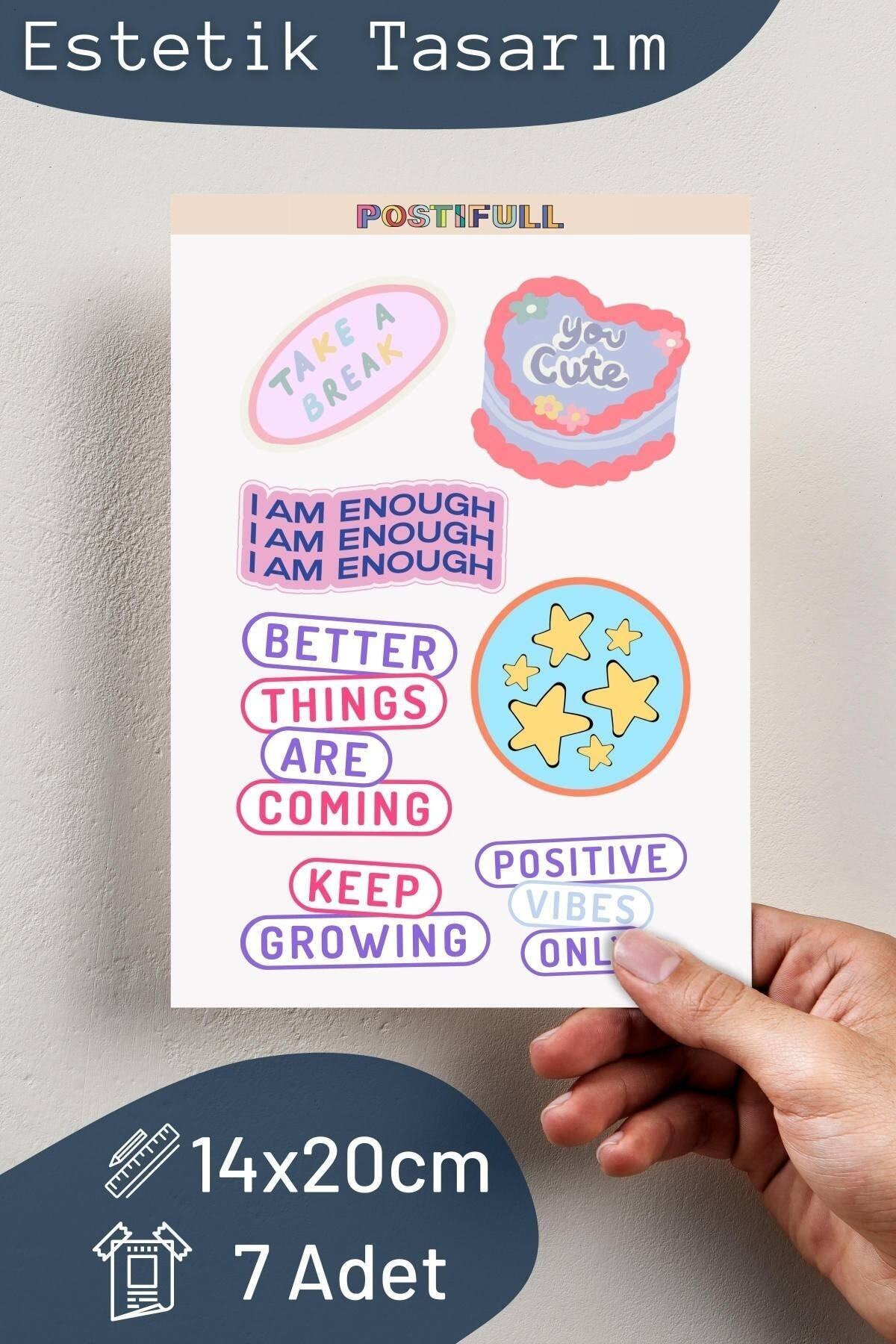 Motivasyon Temalı Sticker Seti - 7 Adet Etiket Seti- Telefon, Tablet, Defter Laptop Uyumlu Etiket