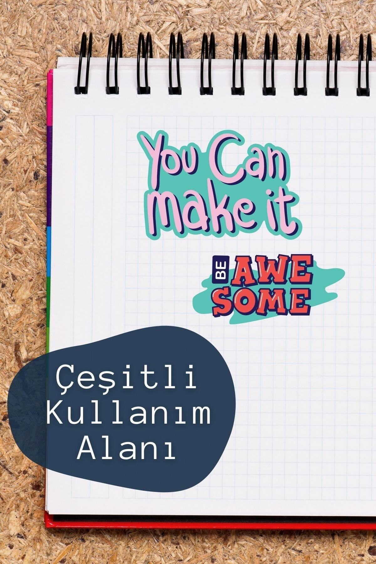 Motivasyon Temalı Sticker Seti - 8 Adet Etiket Seti- Telefon, Tablet, Defter Laptop Uyumlu Etiket