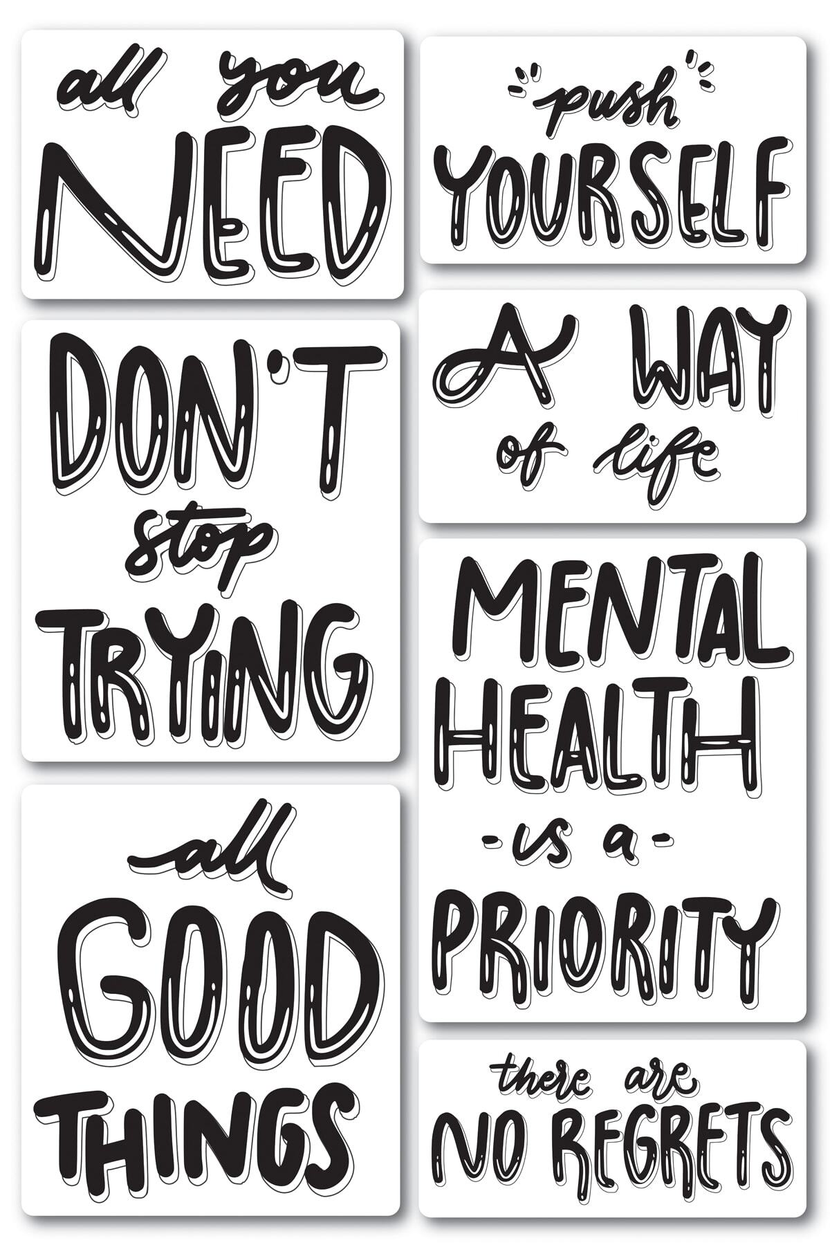 Motivasyon Temalı Sticker Seti - 8 Adet Etiket Seti- Telefon, Tablet, Defter Laptop Uyumlu Etiket