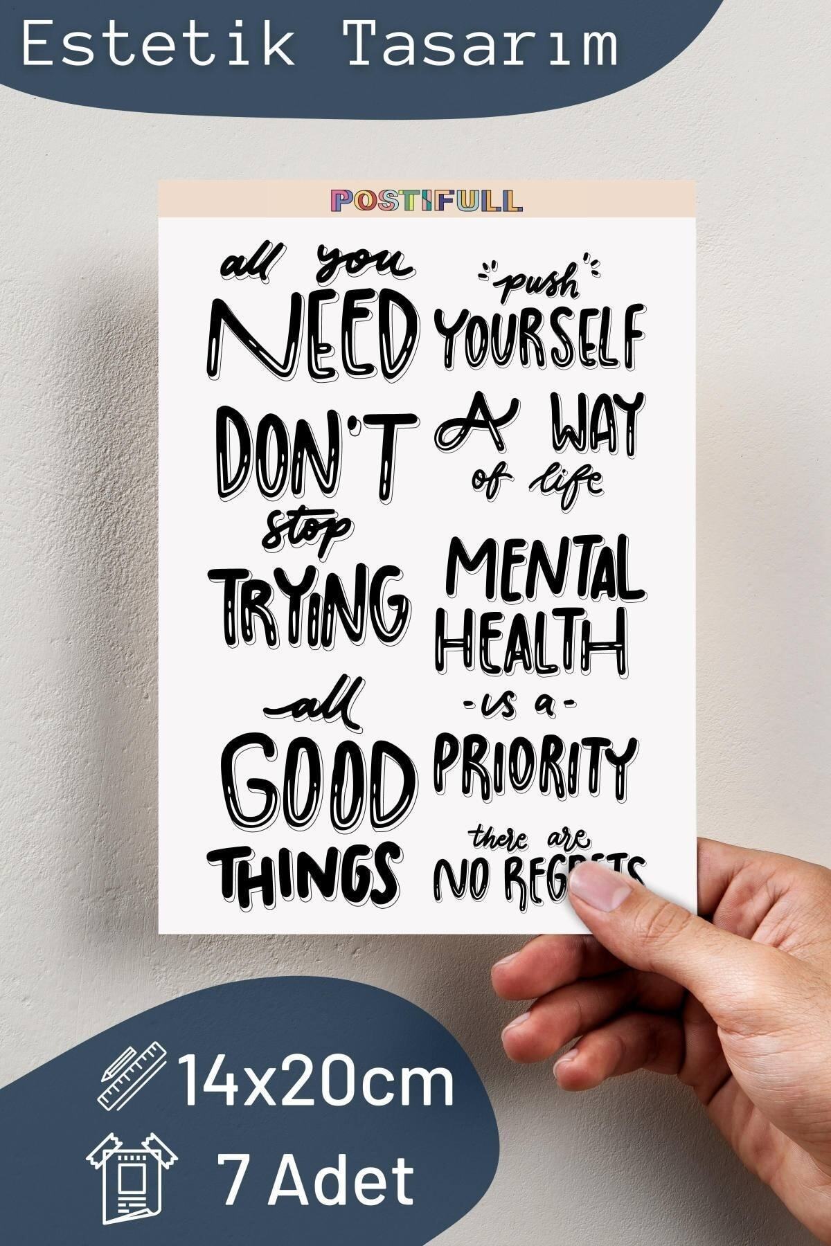 Motivasyon Temalı Sticker Seti - 8 Adet Etiket Seti- Telefon, Tablet, Defter Laptop Uyumlu Etiket