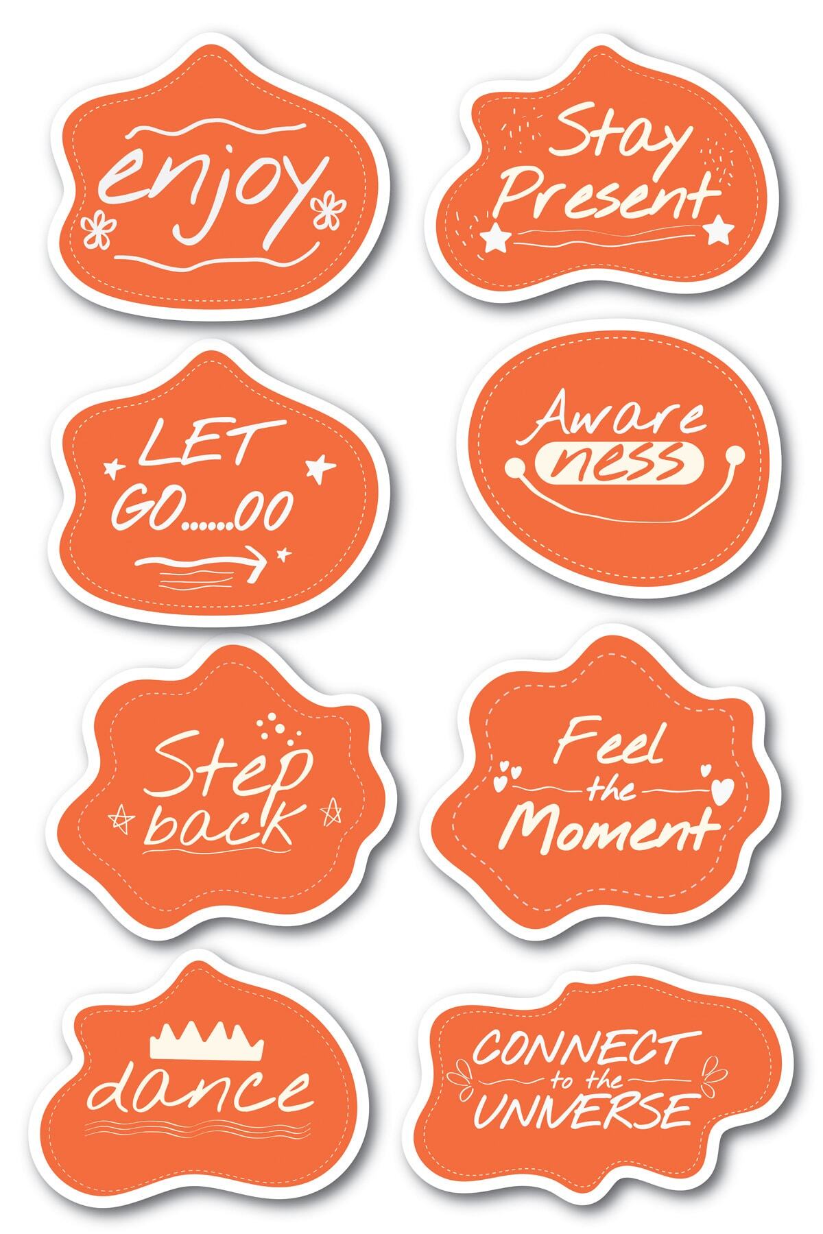 Motivasyon Temalı Sticker Seti - 8 Adet Etiket Seti- Telefon, Tablet, Defter Laptop Uyumlu Etiket