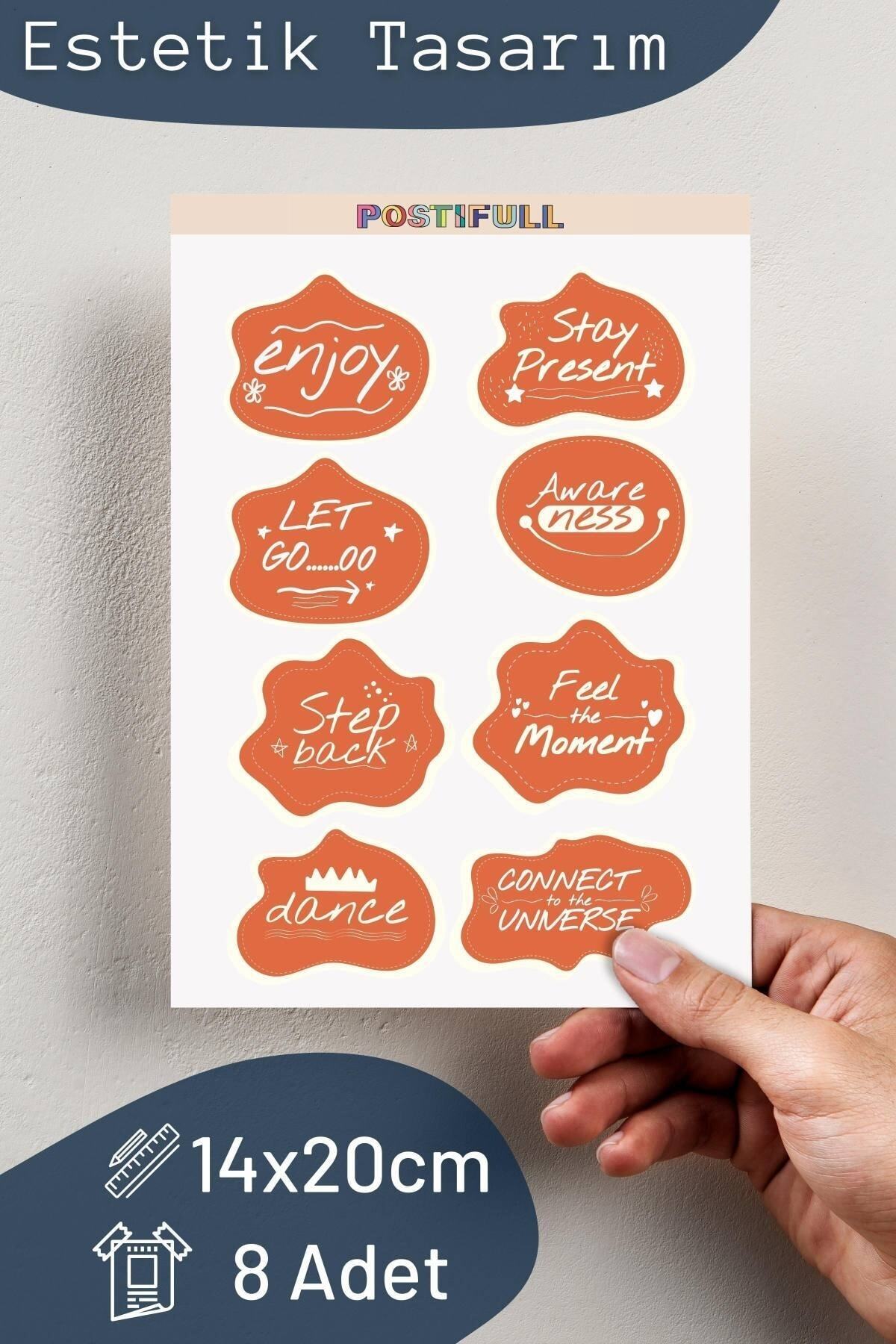 Motivasyon Temalı Sticker Seti - 8 Adet Etiket Seti- Telefon, Tablet, Defter Laptop Uyumlu Etiket