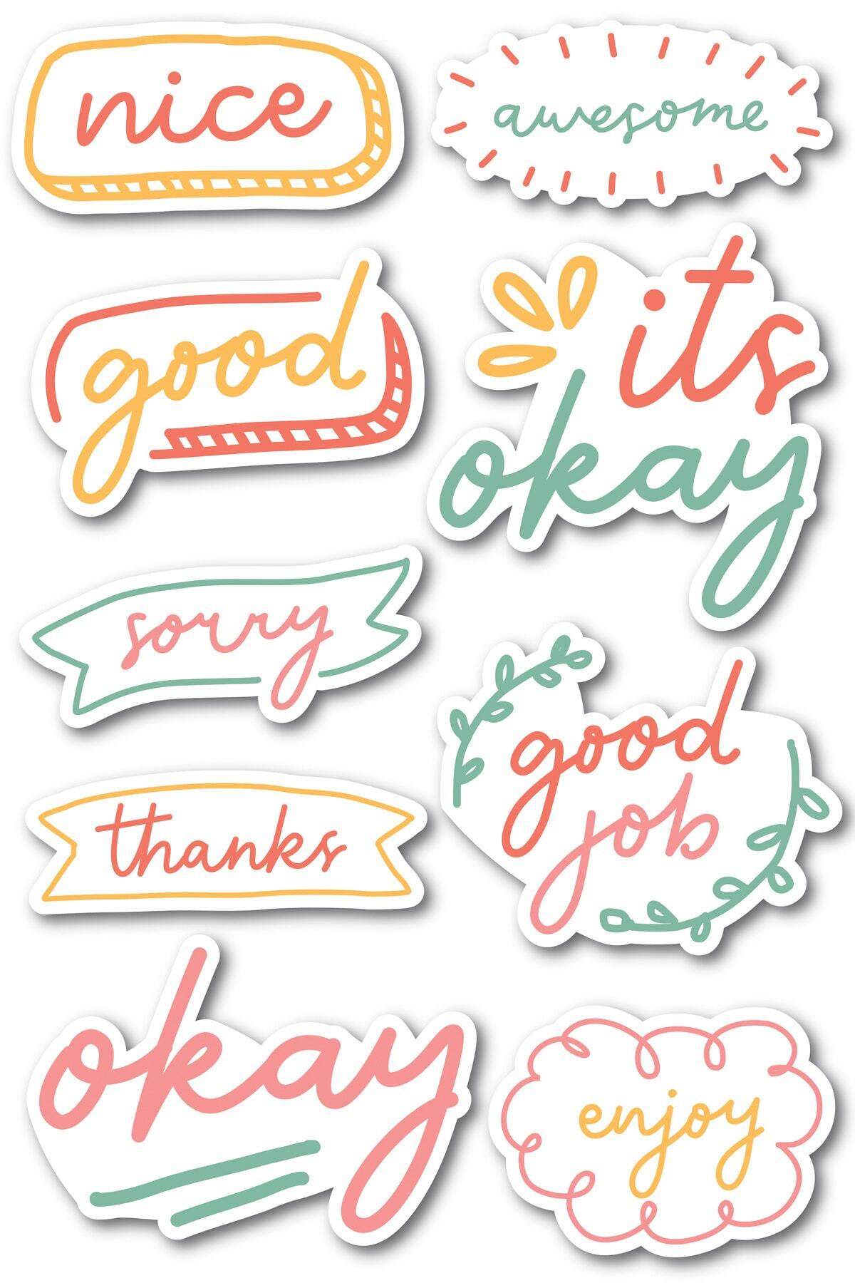 Motivasyon Temalı Sticker Seti - 9 Adet Etiket Seti- Telefon, Tablet, Defter Laptop Uyumlu Etiket