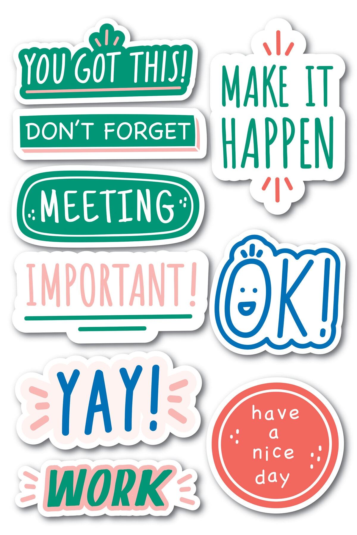 Motivasyon Temalı Sticker Seti - 9 Adet Etiket Seti- Telefon, Tablet, Defter Laptop Uyumlu Etiket