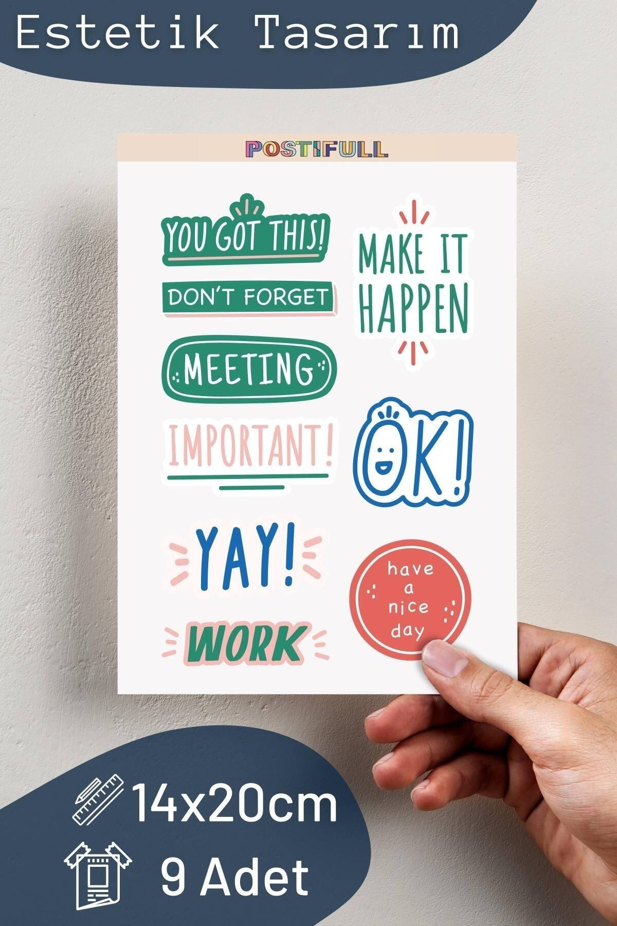 Motivasyon Temalı Sticker Seti - 9 Adet Etiket Seti- Telefon, Tablet, Defter Laptop Uyumlu Etiket