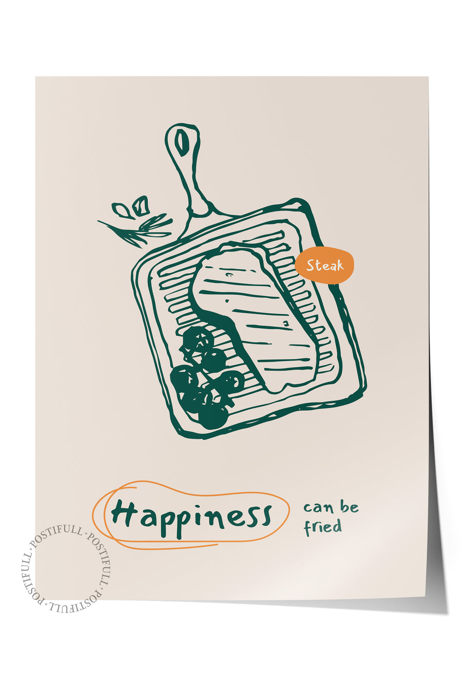 Happiness can be fried Mutfak Temalı Çerçevesiz Poster