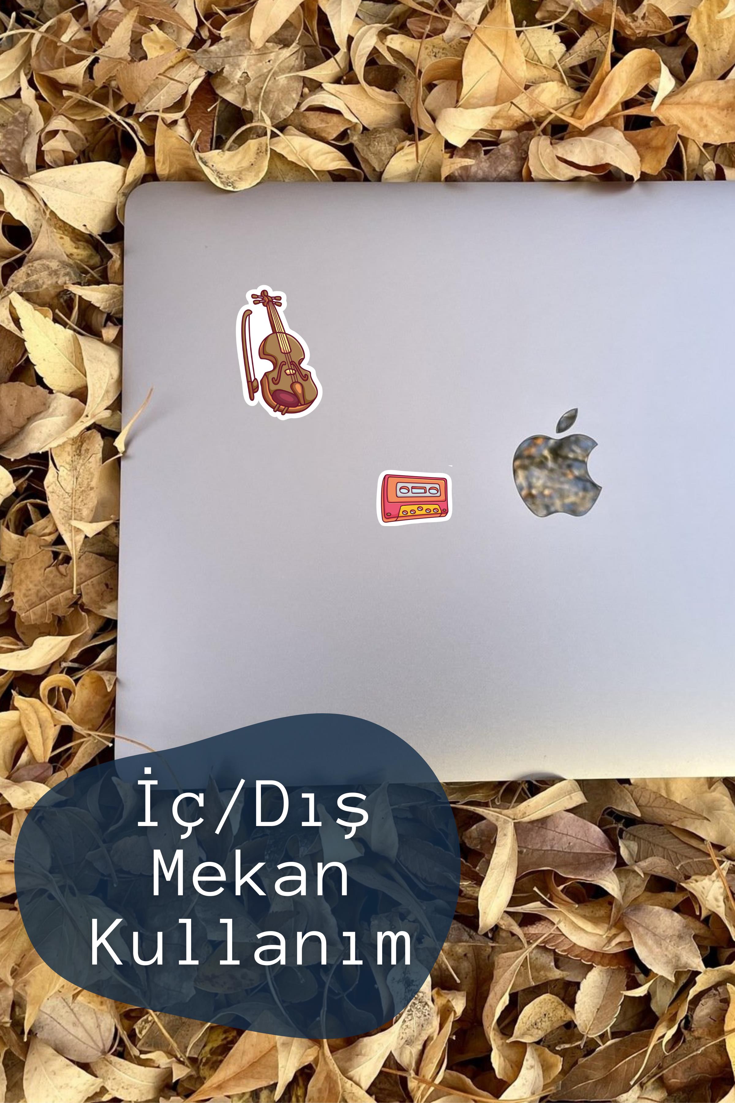 Müzik Temalı Sticker ve Etiket Seti - Orta Boy - Su Geçirmez, Kalın Yapışkanlı Sticker Seti