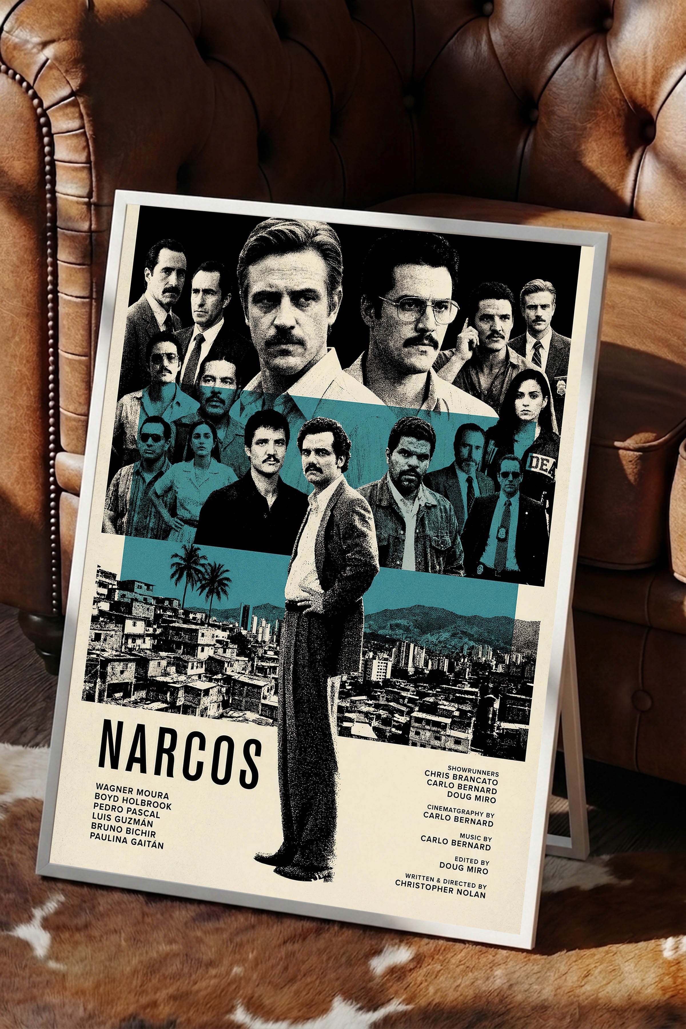 Narcos Beyaz Çerçeveli Poster, Sinema ve Dizi Tablo, Film Dizi Afişleri NO:112790