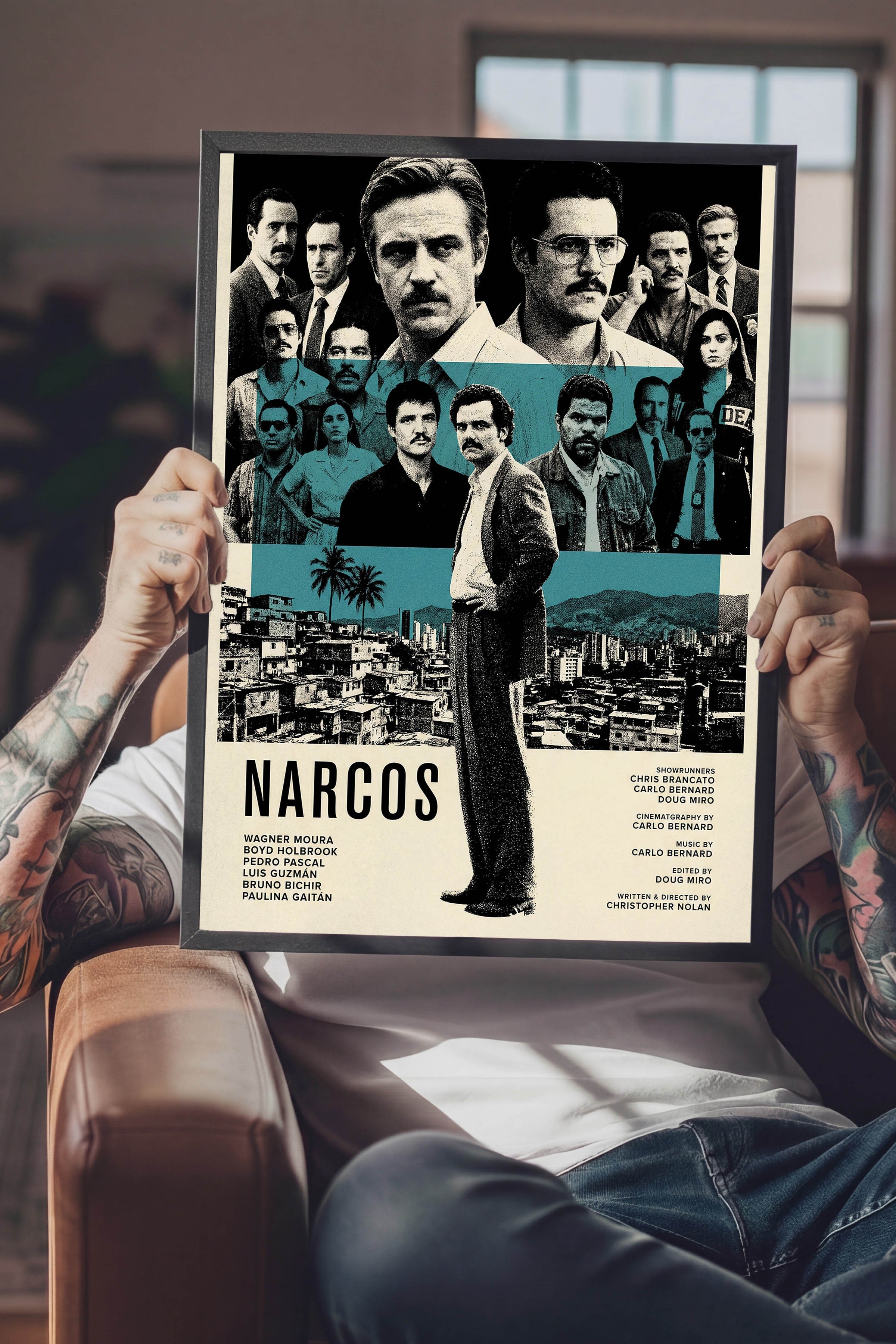 Narcos Siyah Çerçeveli Poster, Sinema ve Dizi Tablo, Film Dizi Afişleri NO:112790