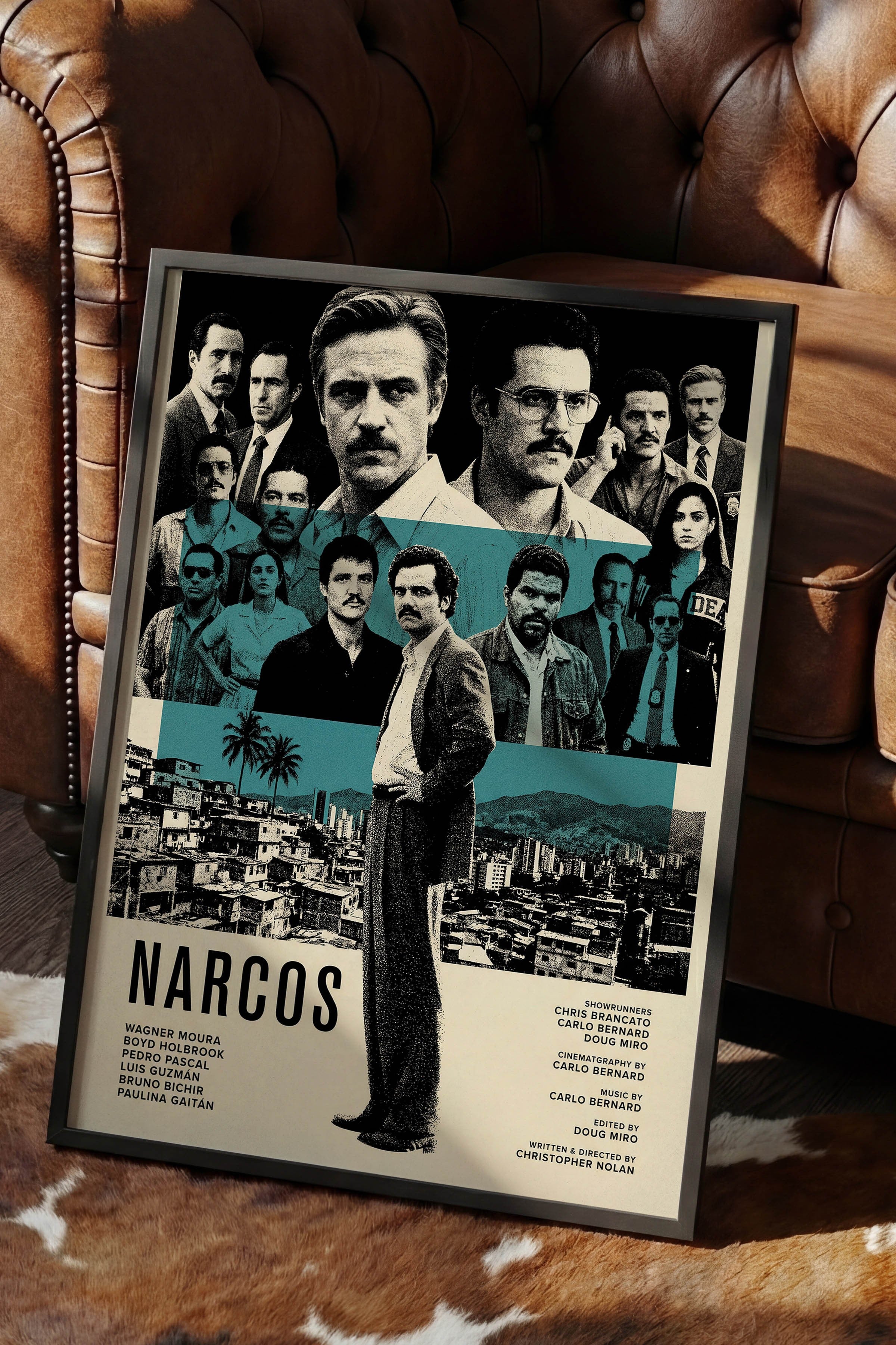 Narcos Siyah Çerçeveli Poster, Sinema ve Dizi Tablo, Film Dizi Afişleri NO:112790