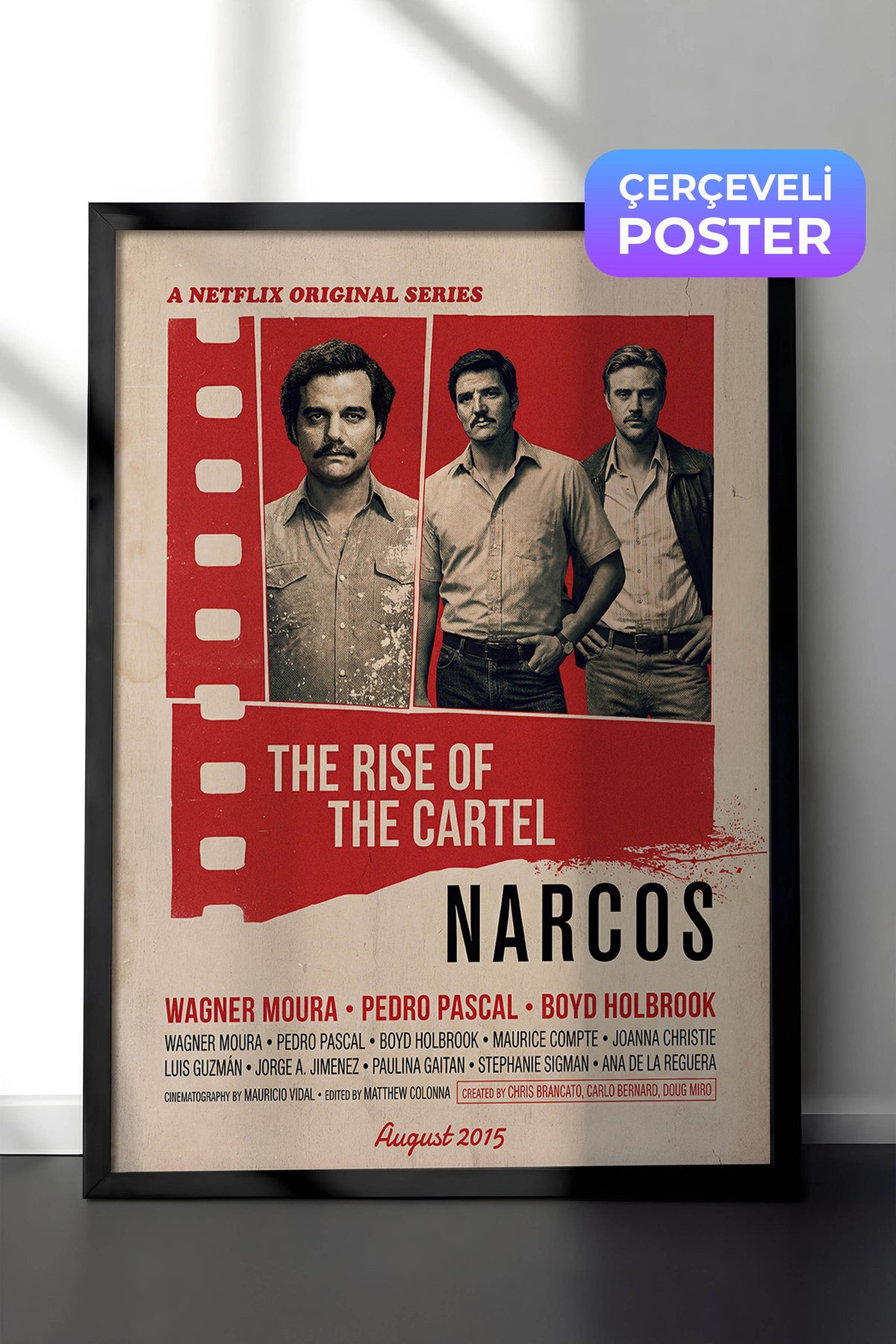 Narcos Siyah Çerçeveli Poster, Sinema ve Dizi Tablo, Film Dizi Afişleri NO:112865