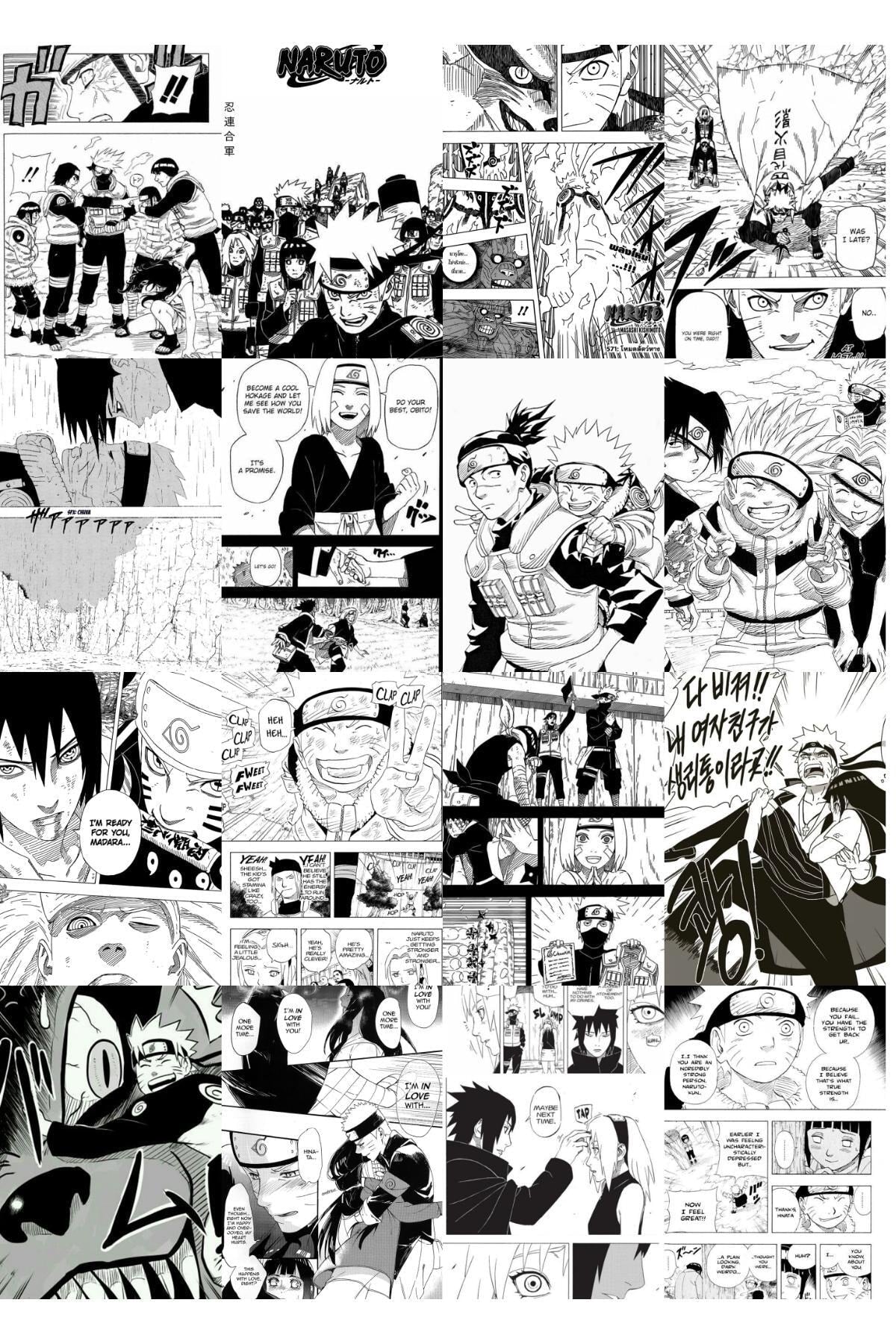 Naruto Poster Seti, Arkası Yapışkanlı 50 Adet Manga Ve Anime Poster Kolaj Seti, Kutulu Set