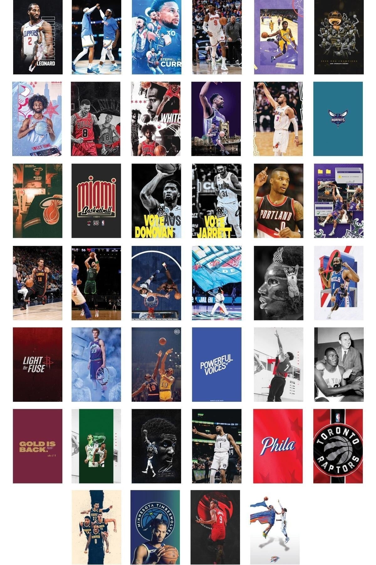 NBA Kolaj Seti, NBA Poster Seti, Spor Duvar Posteri Seti Bant Hediyeli - 40 Adet 10*15cm