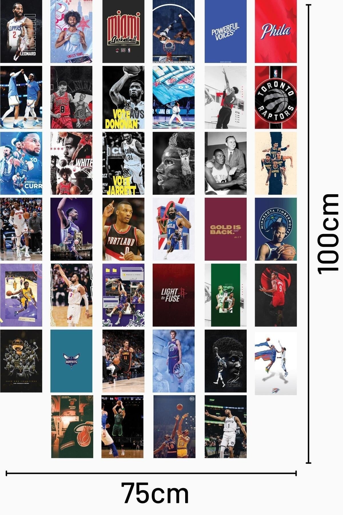 NBA Kolaj Seti, NBA Poster Seti, Spor Duvar Posteri Seti Bant Hediyeli - 40 Adet 10*15cm