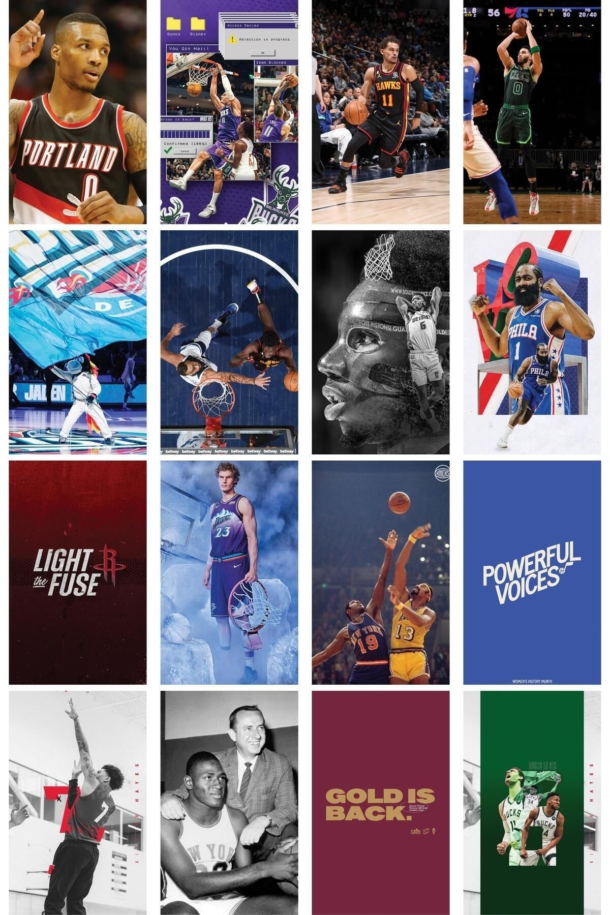 NBA Kolaj Seti, NBA Poster Seti, Spor Duvar Posteri Seti Bant Hediyeli - 40 Adet 10*15cm