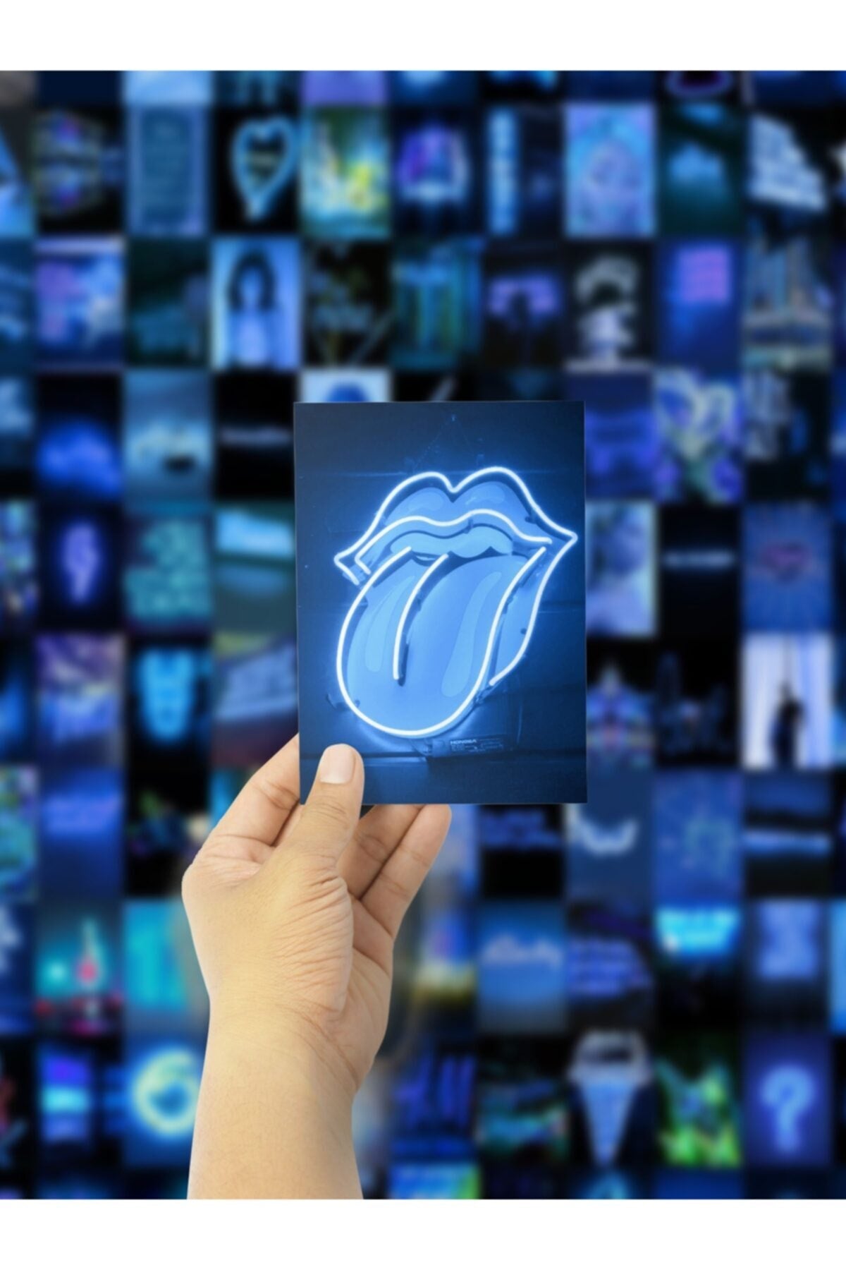 Neon Temalı Poster Seti - Lacivert - Arkası Yapışkanlı Poster Kolaj Seti - 130 Adet - 10cm*15cm