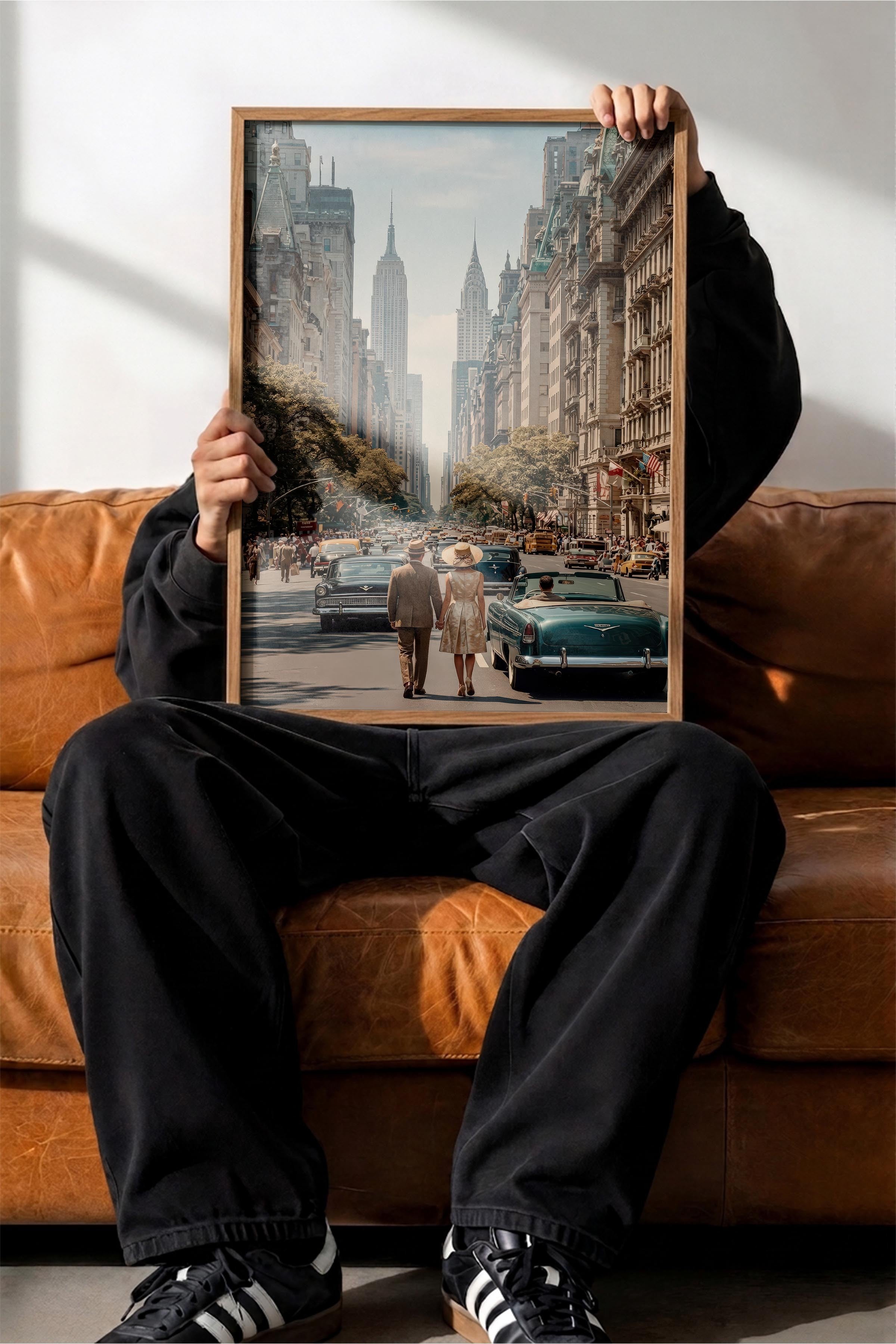 New York Şehir Manzarası Posteri, Ahşap Çerçeveli Poster, Old Money Serisi, NO:113145