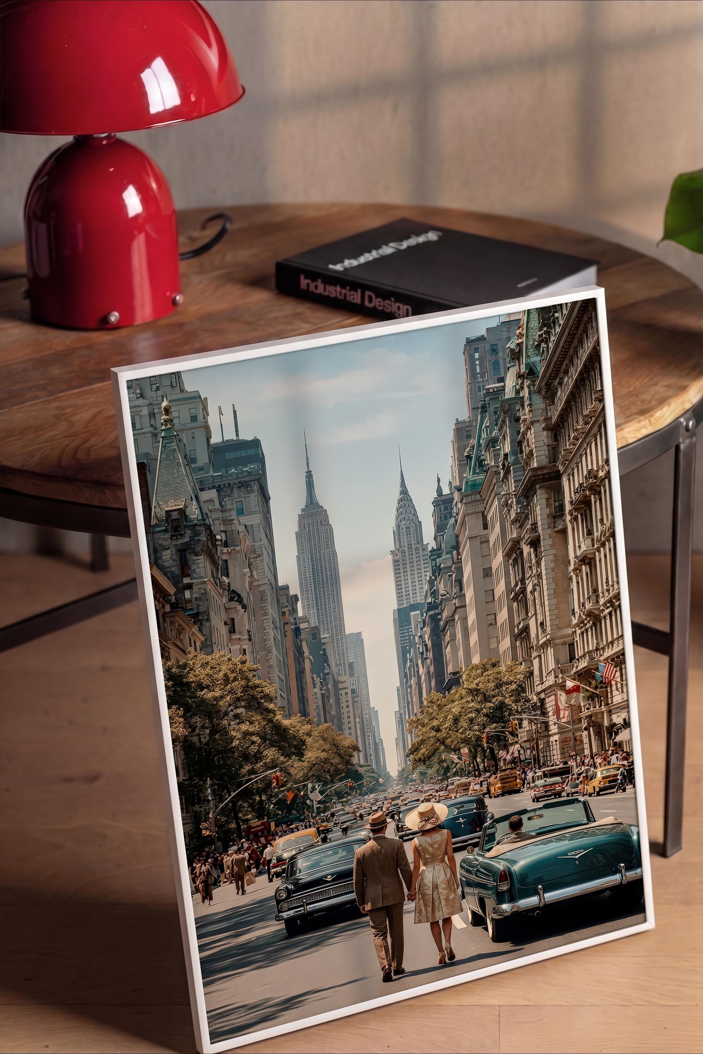 New York Şehir Manzarası Posteri, Beyaz Çerçeveli Poster, Old Money Serisi, NO:113145