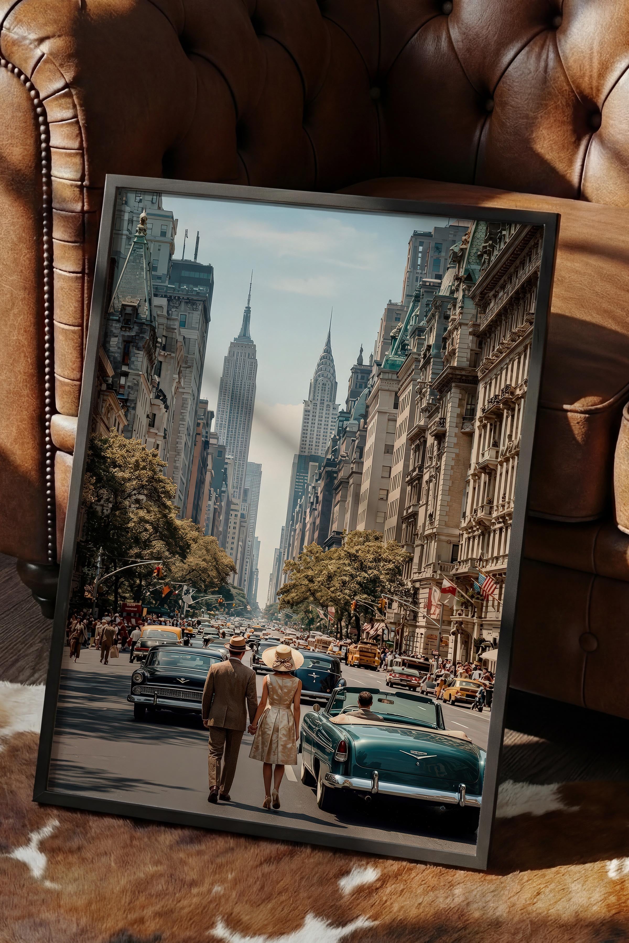 New York Şehir Manzarası Posteri, Siyah Çerçeveli Poster, Old Money Serisi, NO:113145