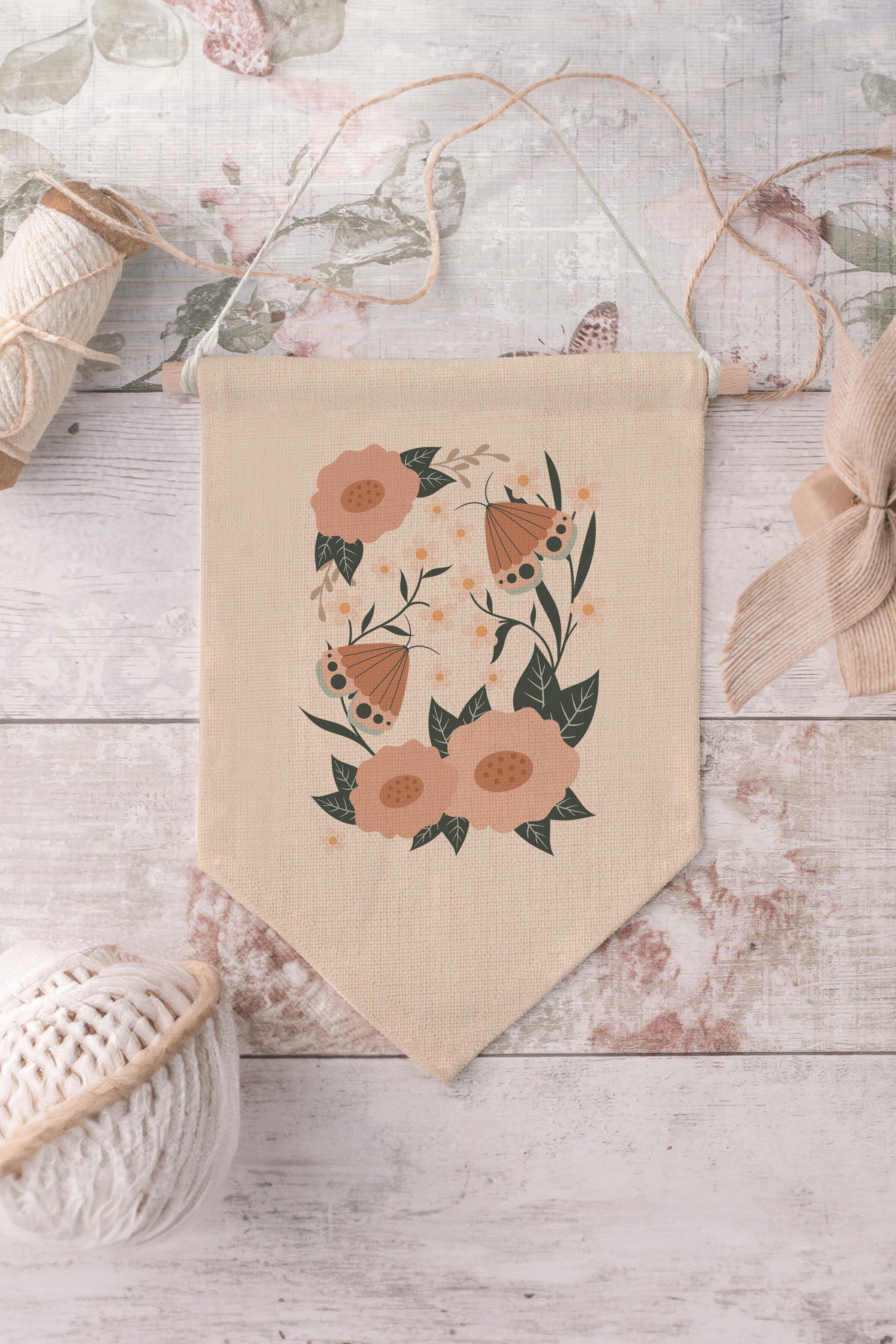 Ofis Duvar Dekoru, Pinterest Oda Dekoru, Boho Kanvas Flama Askılı Duvar Örtüsü Ve Süsü NO:500