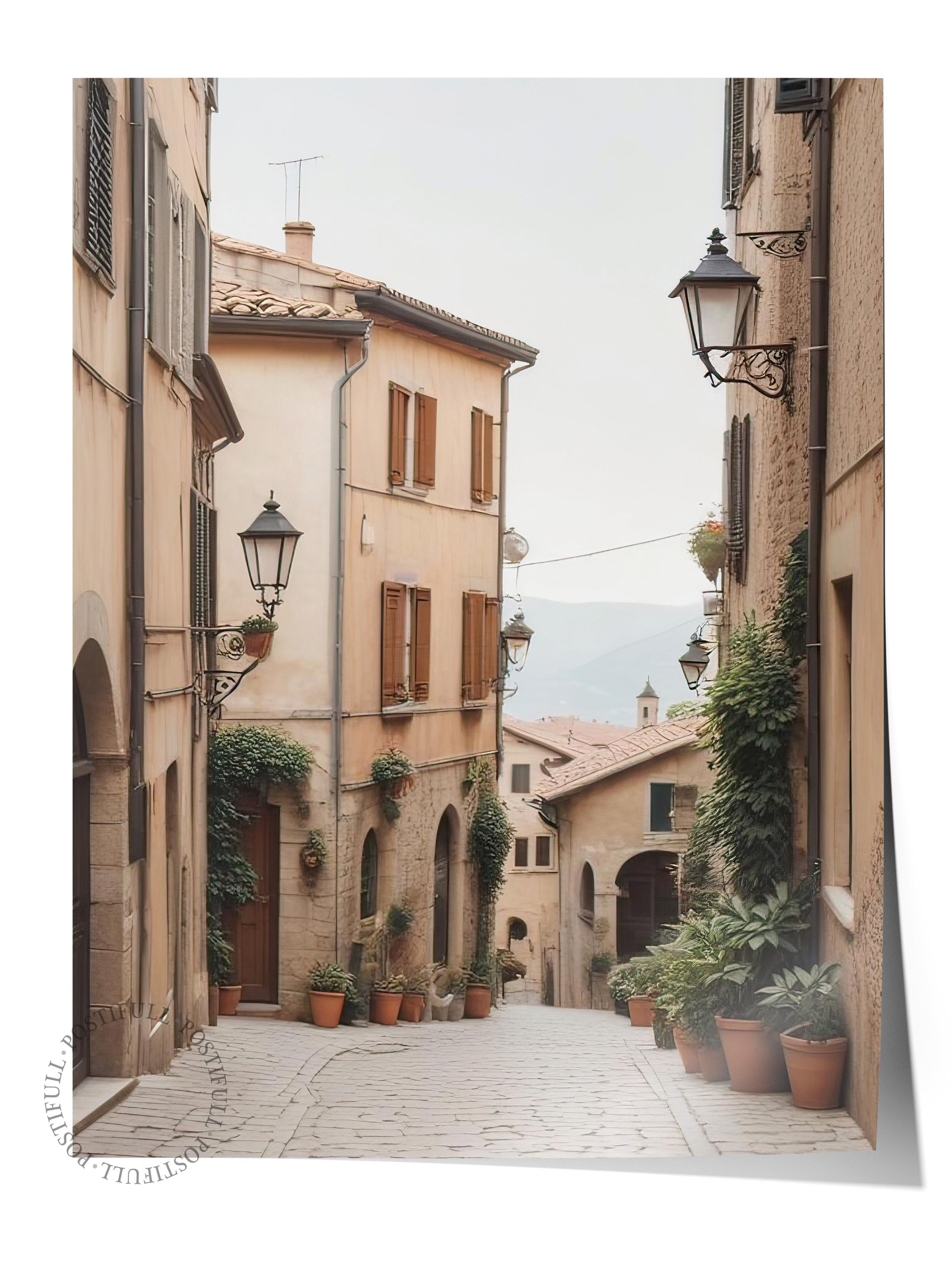 Old Town Italy Poster, Çerçevesiz Duvar Posteri, Dikey Duvar Tablosu Comfort Serisi NO:108324